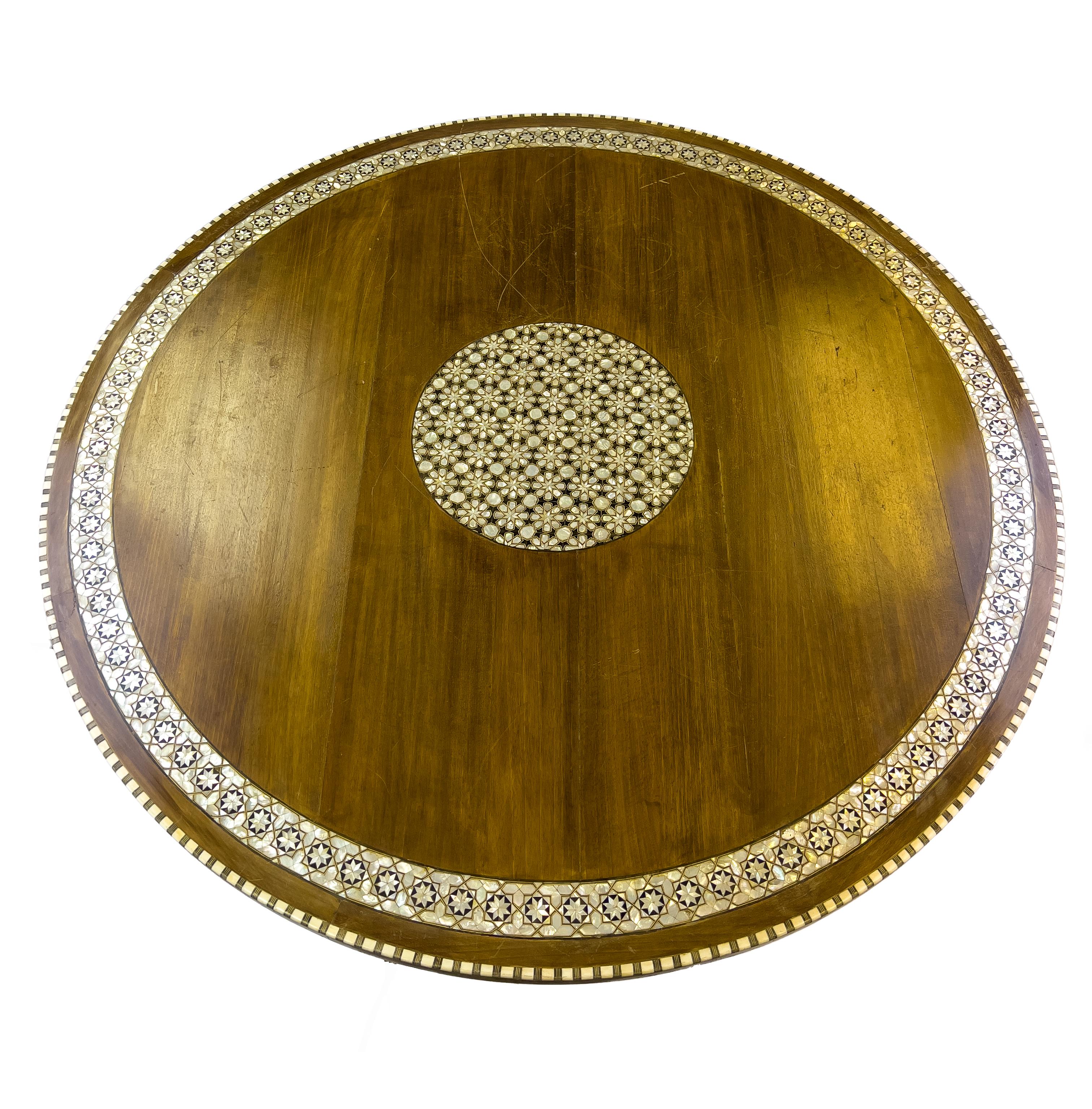 Mother-of-Pearl Alberto Pinto Style Mother of Pearl and Bone Inlaid Round Centre/Dining Table  For Sale