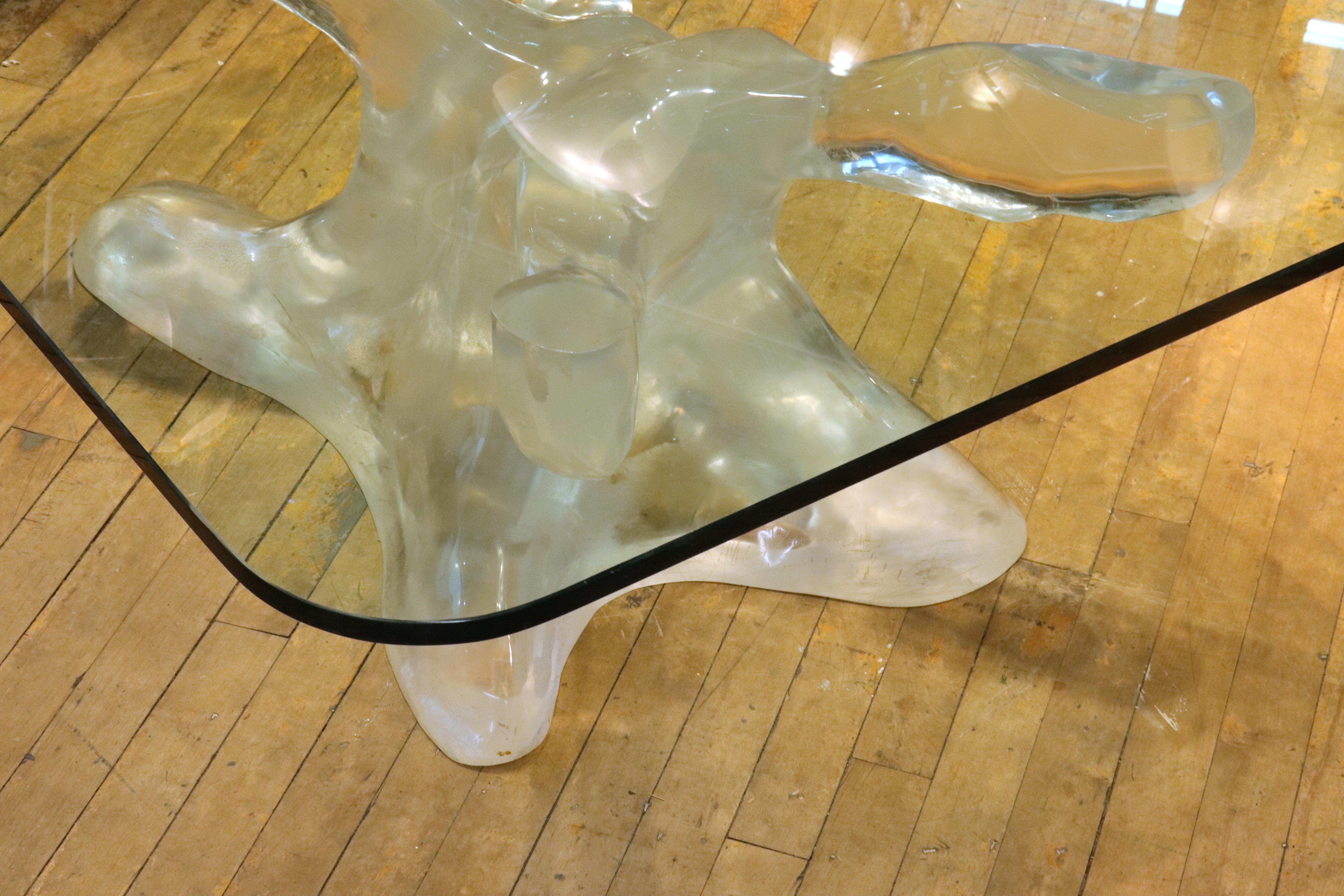 Late 20th Century Alberto Rocchi Italian Modern Biomorphic Glass Coffee Table with Acrylic Base