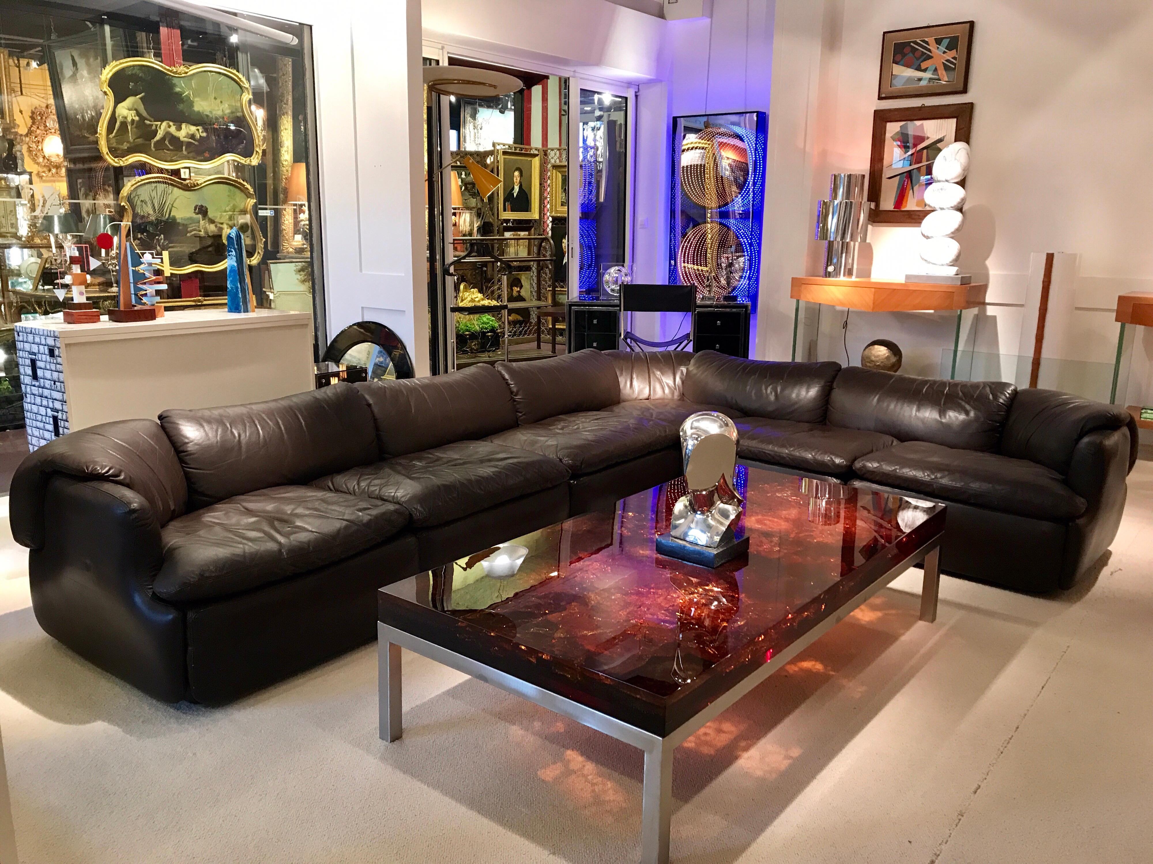 Italian Alberto Roselli Leather Modular Sofa