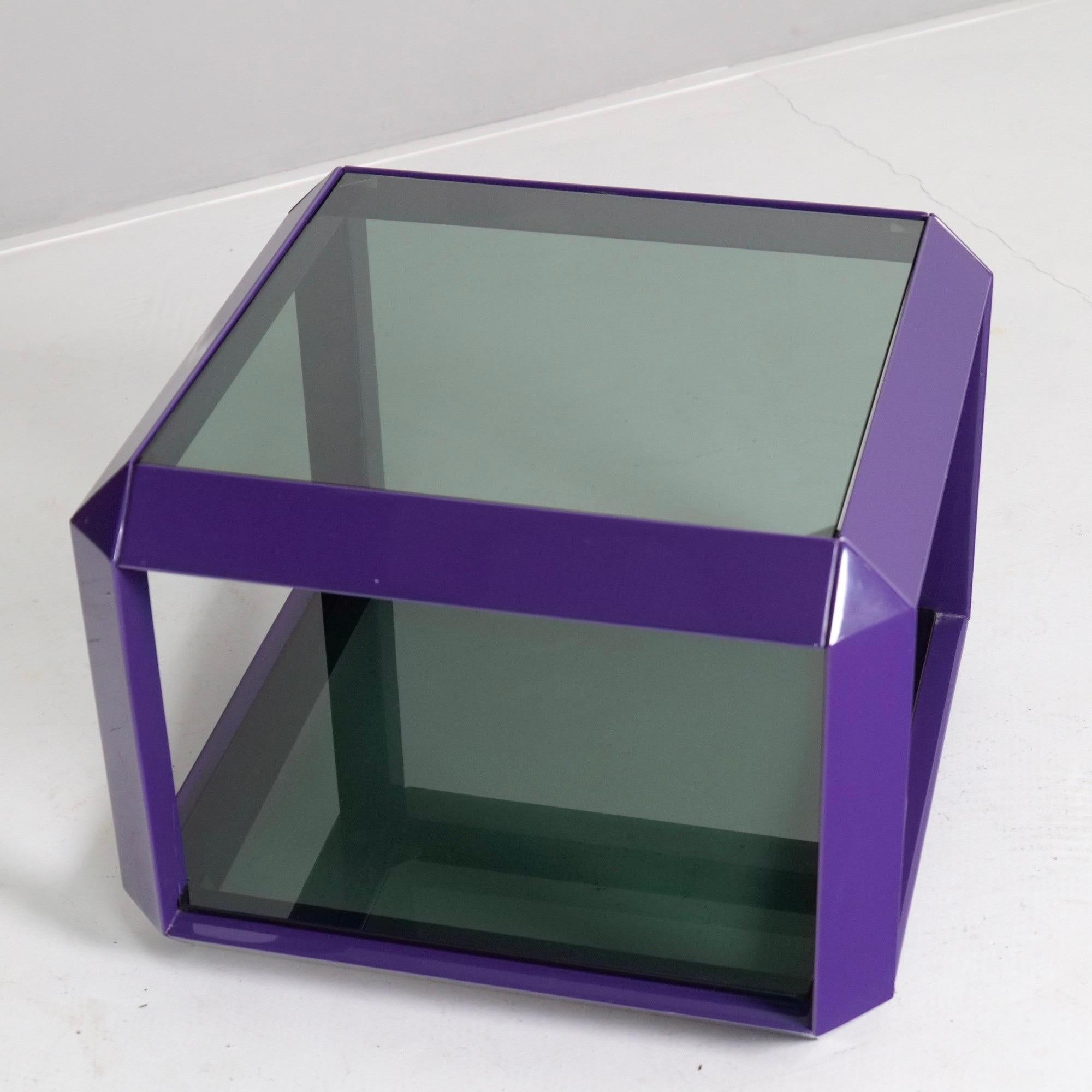 Coffee table by Alberto Rosselli with two levels in smoked glass.