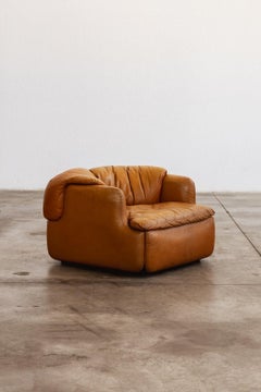 Alberto Rosselli “Confidential” Armchair for Saporiti, Cognac Leather, 1972