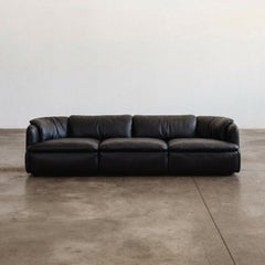 Alberto Rosselli “Confidential” Modular Sofa for Saporiti, Black Leather, 1972