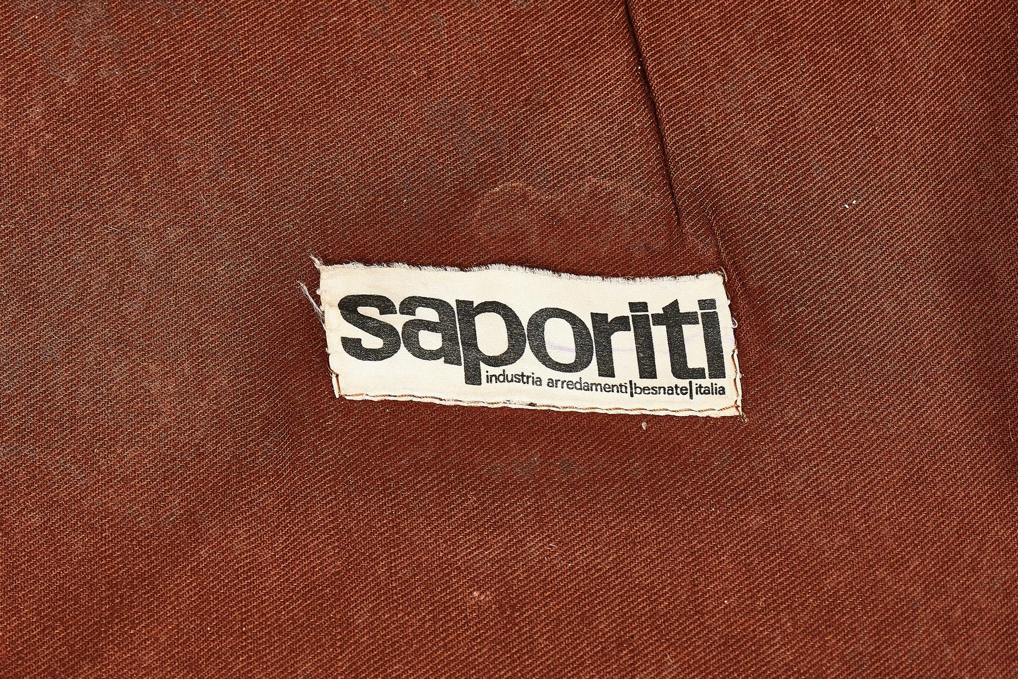 Alberto Rosselli for Saporiti Brown Leather “Confidential” Sofa, 1970’s 4