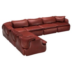 Alberto Rosselli pour Saporiti Confidential Corner Sofa rouge bourgogne