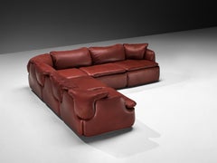 Alberto Rosselli für Saporiti: „Confidential Corner“-Sofa aus burgunderrotem Leder