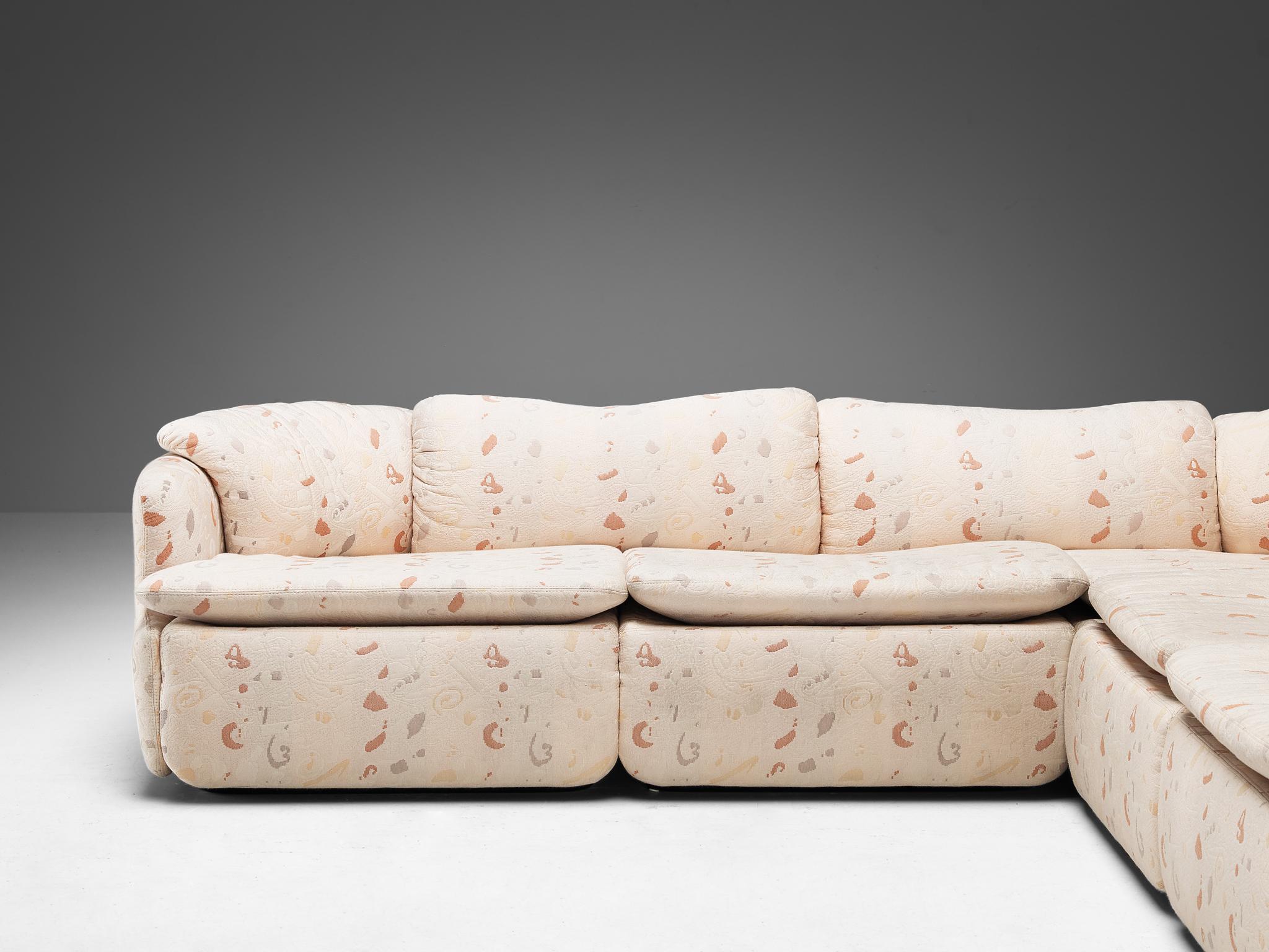 Italian Alberto Rosselli for Saporiti Confidential Corner Sofa in Decorative Fabric 