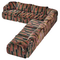 Alberto Rosselli pour Saporiti Confidential Corner Sofa en velours décoratif
