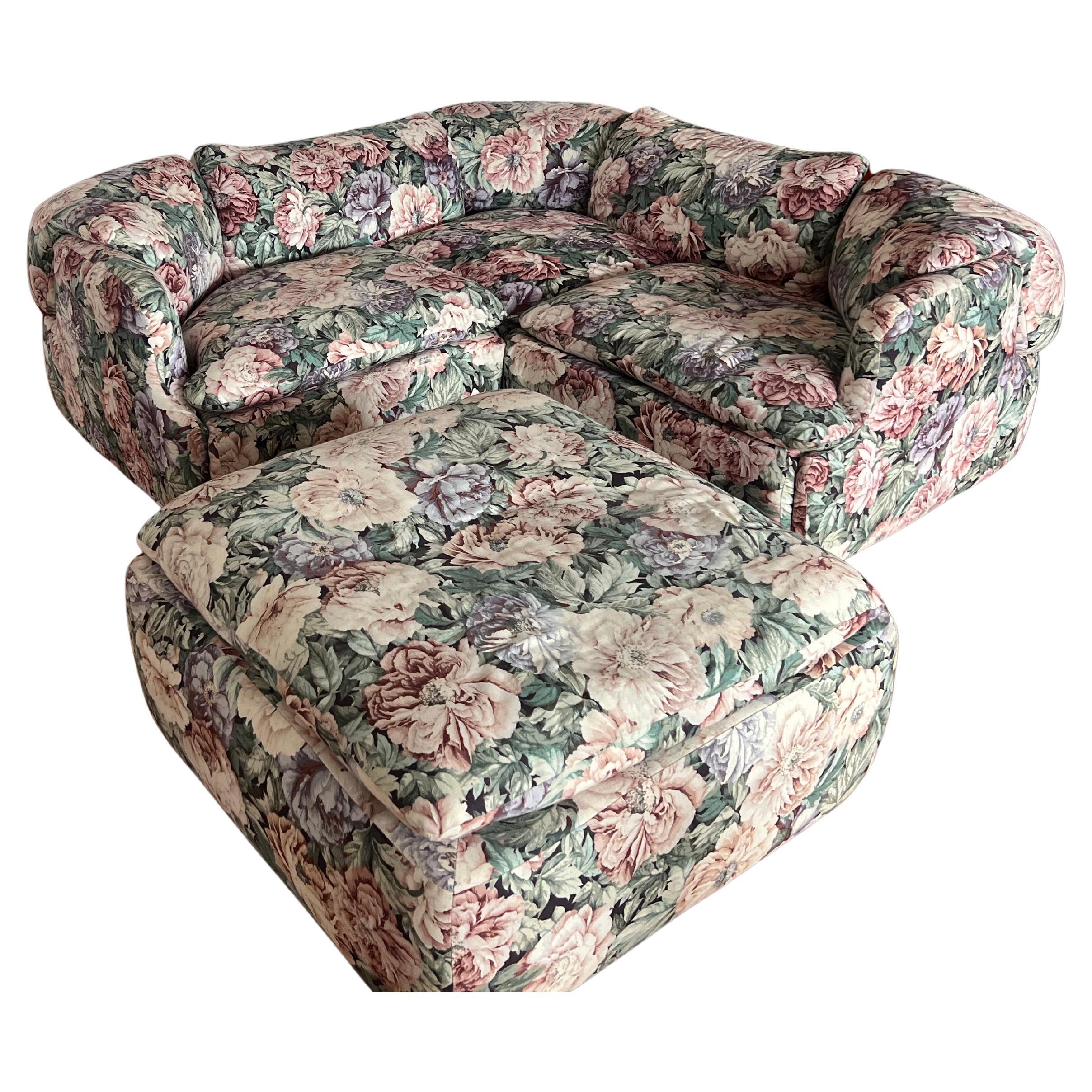 Alberto Rosselli for Saporiti Confidential Corner Sofa in original floral fabric