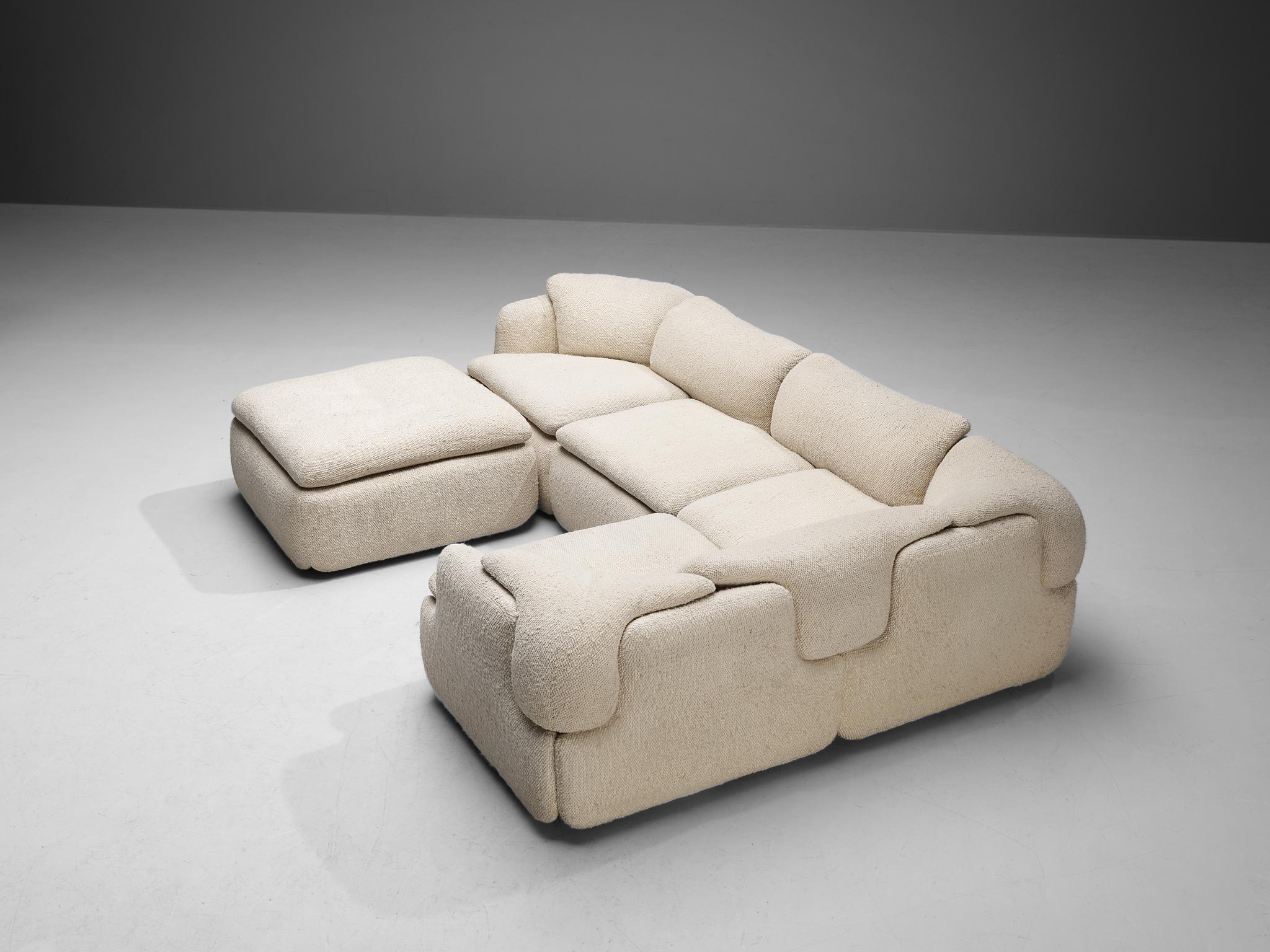 Fabric Alberto Rosselli for Saporiti 'Confidential' Corner Sofa with Ottoman