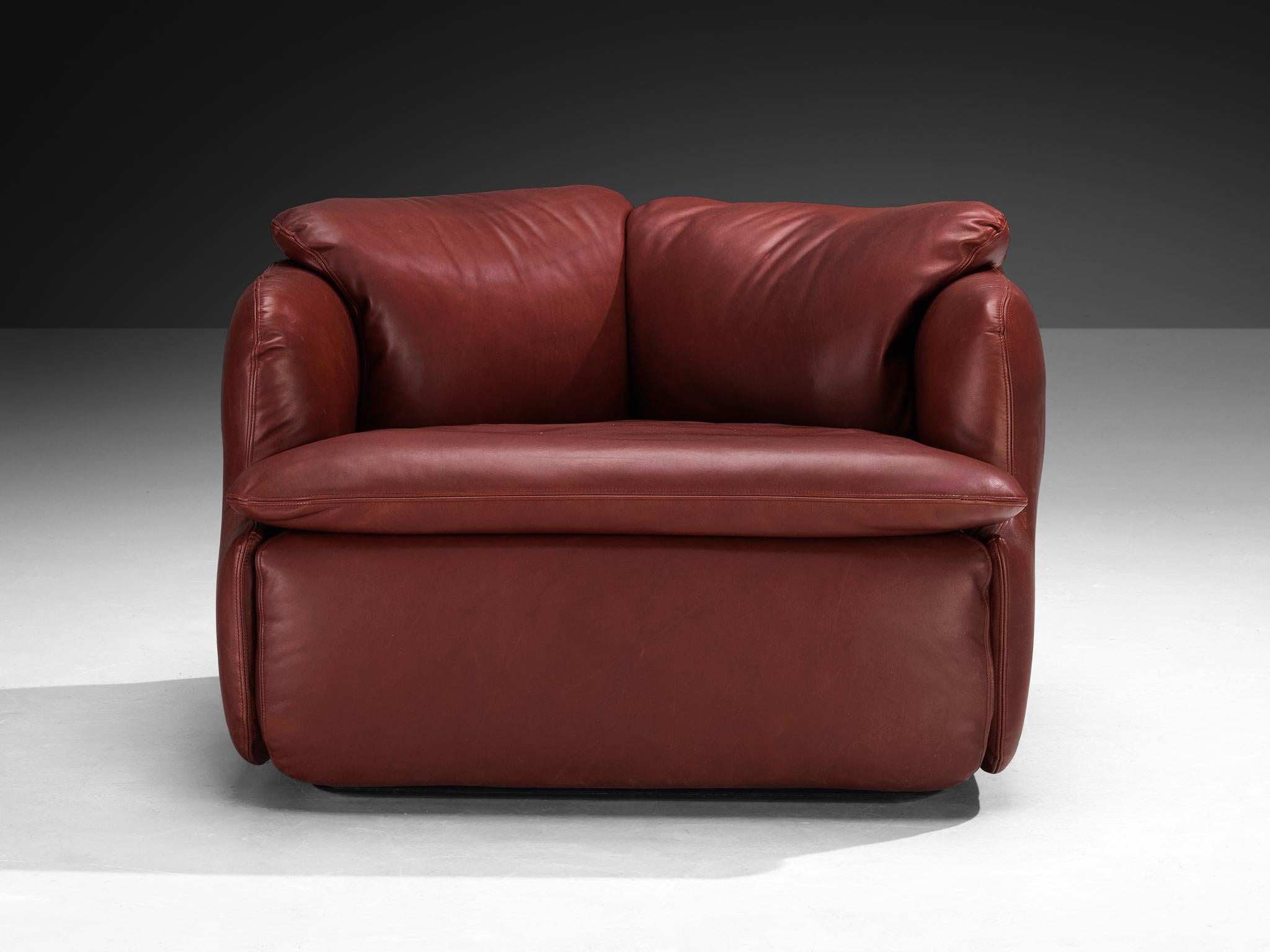 Alberto Rosselli per Saporiti 'Confidential' Lounge Chair in pelle in vendita 3