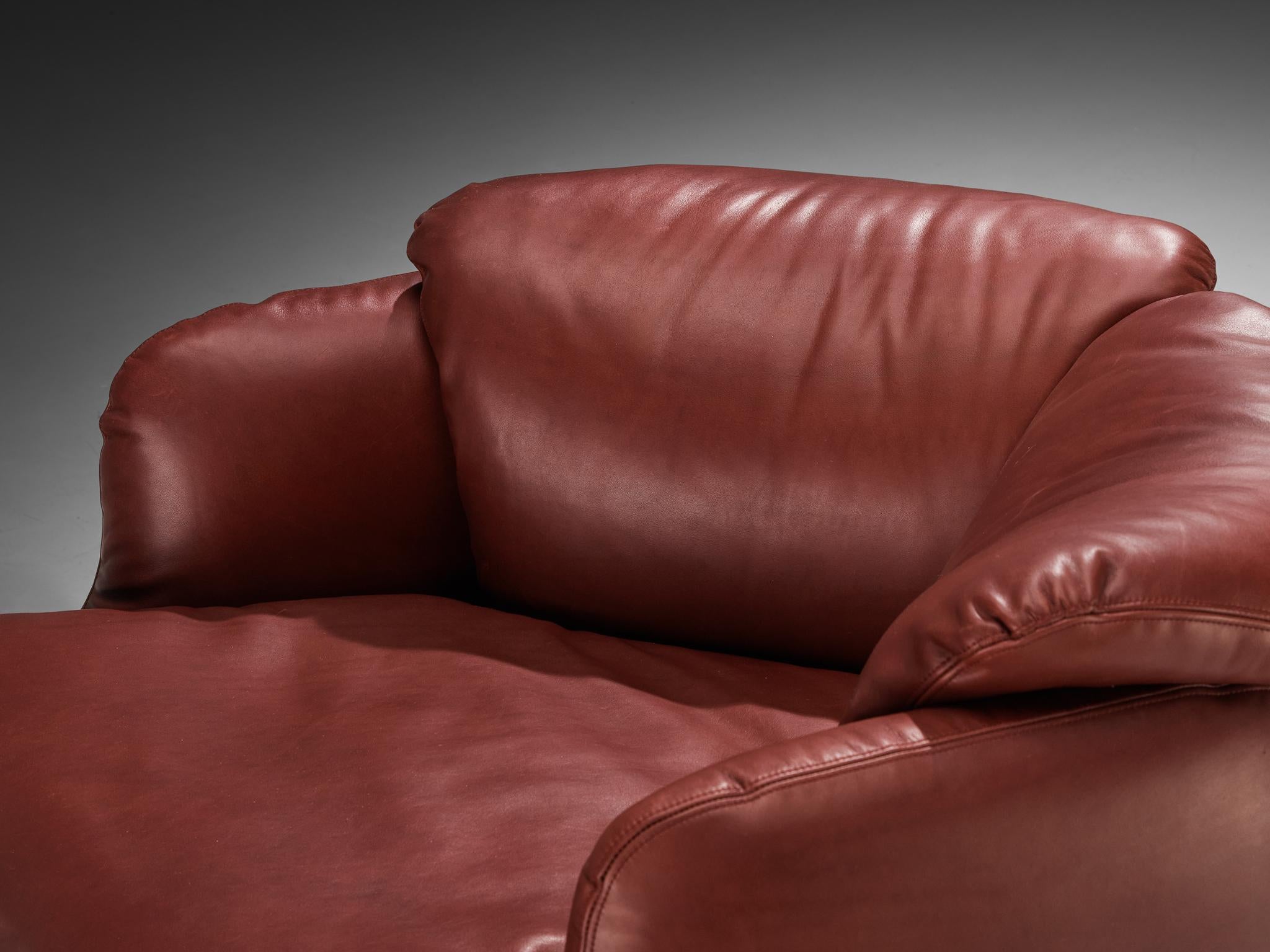Alberto Rosselli per Saporiti 'Confidential' Lounge Chair in pelle In condizioni buone in vendita a Waalwijk, NL