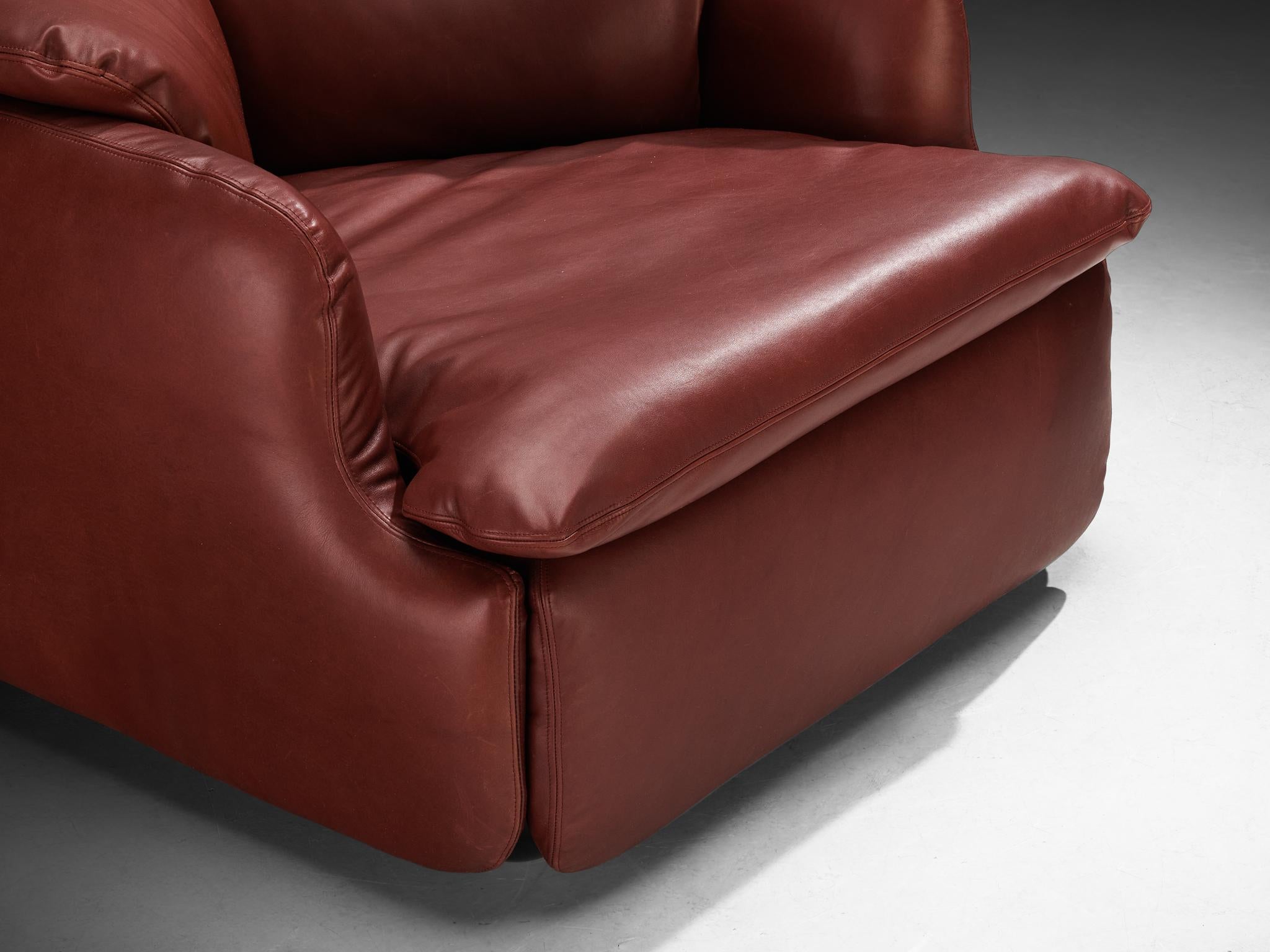 Alberto Rosselli per Saporiti 'Confidential' Lounge Chair in pelle in vendita 1