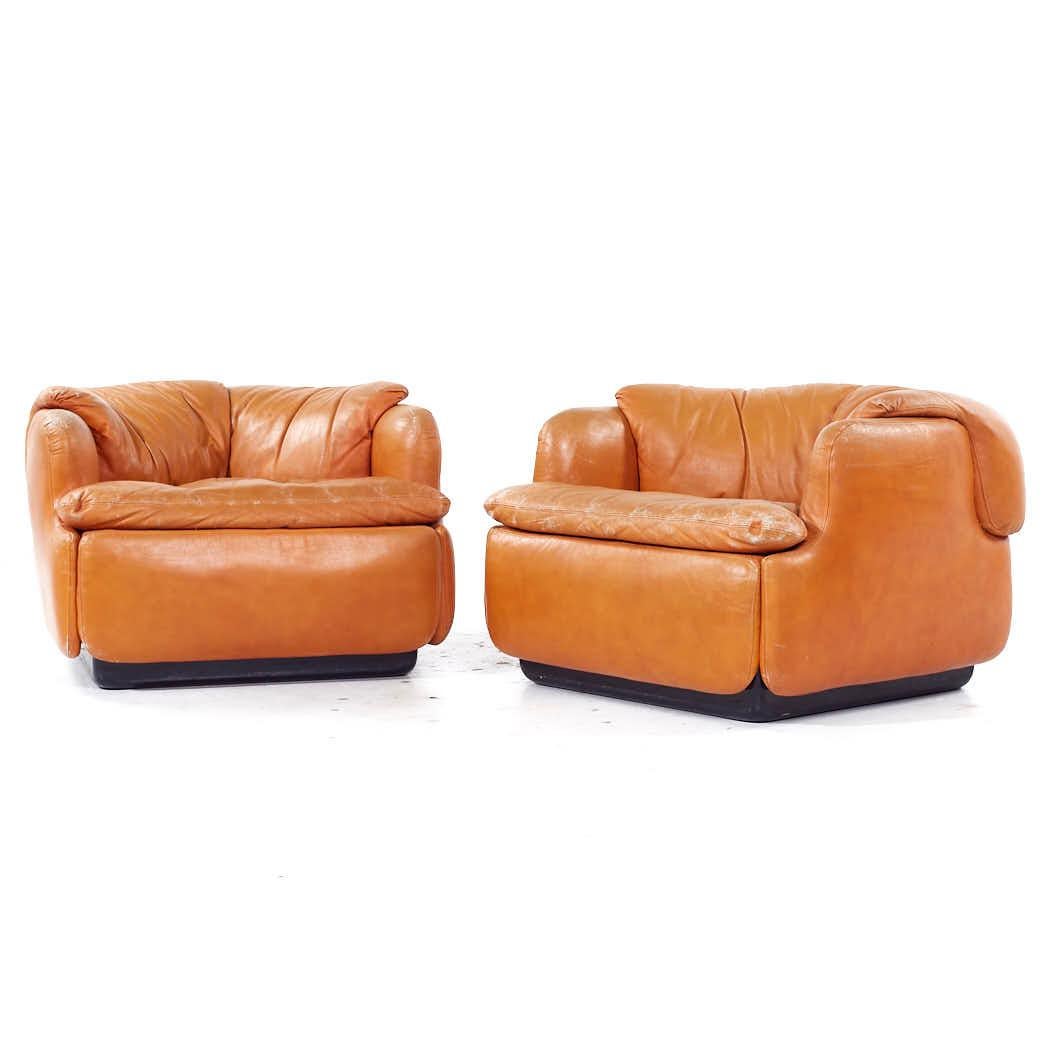 Mid-Century Modern Alberto Rosselli for Saporiti Confidential Mid Century Leather Lounge Chairs - P For Sale