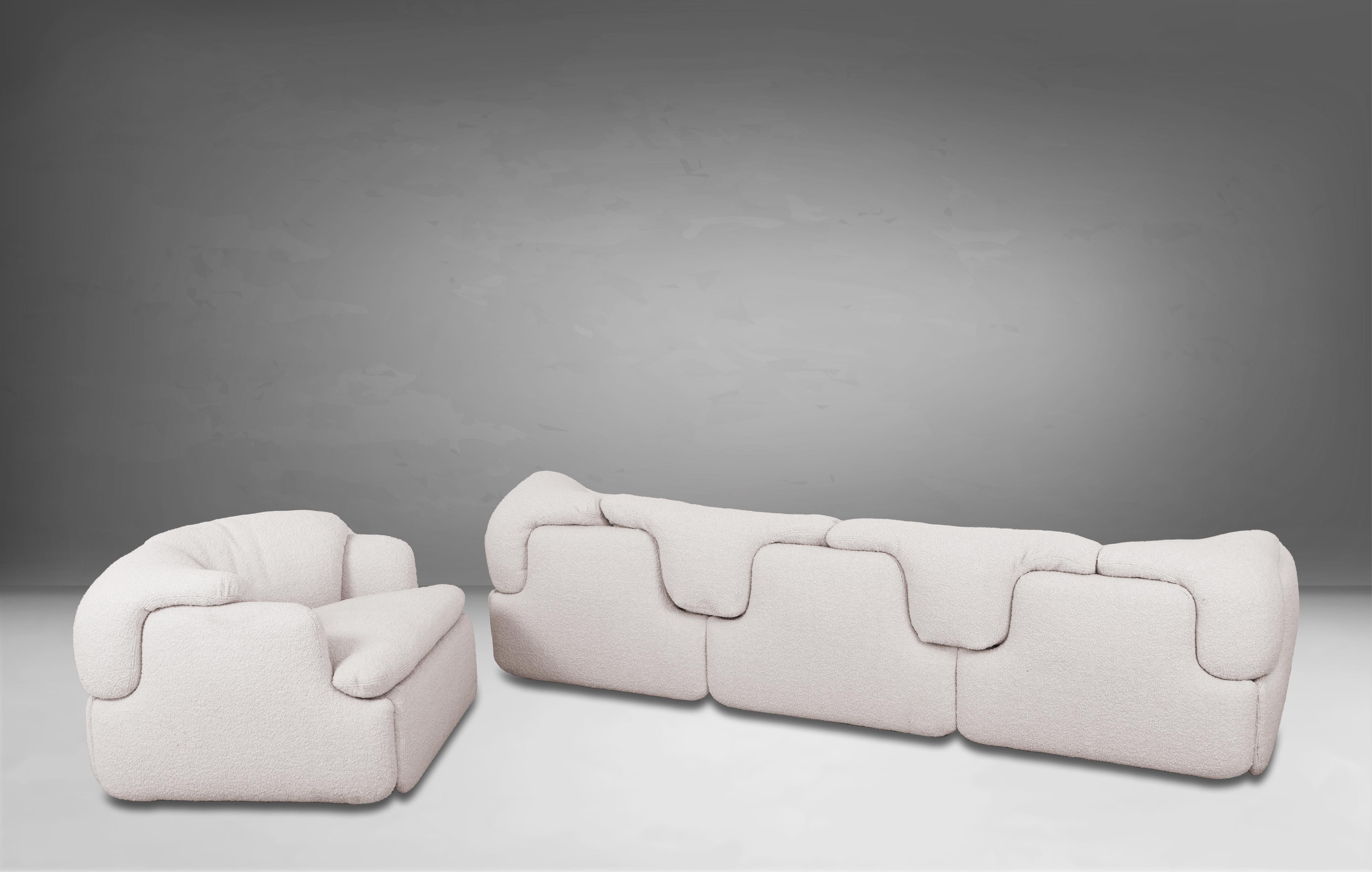 20th Century Alberto Rosselli for Saporiti, ‘Confidential’ Sofa and Lounge Chair, Italy 1970s For Sale