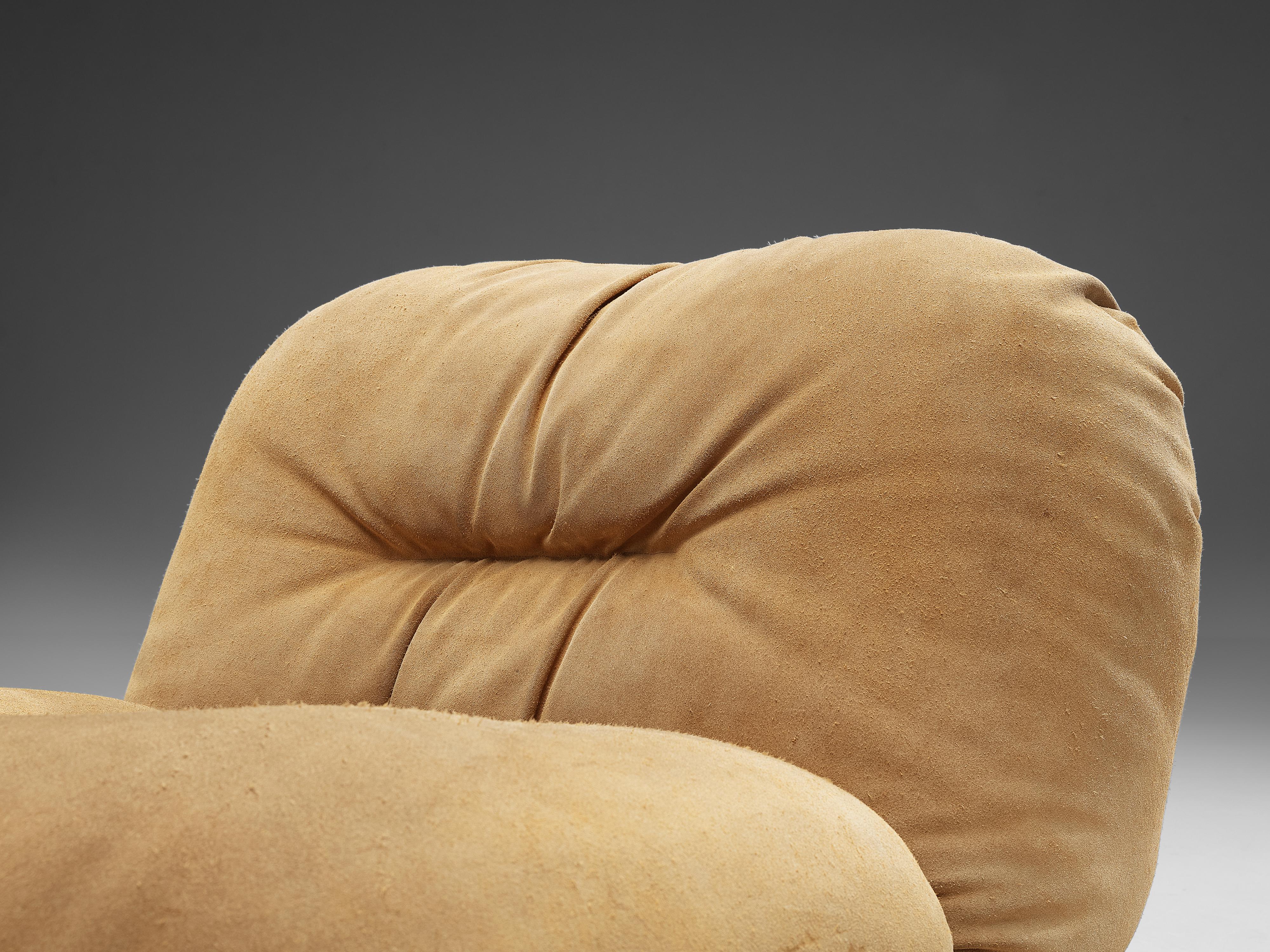 Alberto Rosselli fauteuil de salon en daim beige pour Saporiti 1