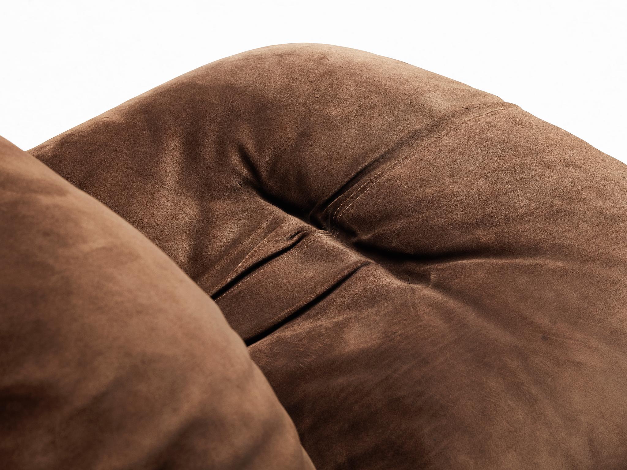 Post-Modern Alberto Rosselli for Saporiti 'Maxijumbo' Lounge Chair in Brown Suede For Sale