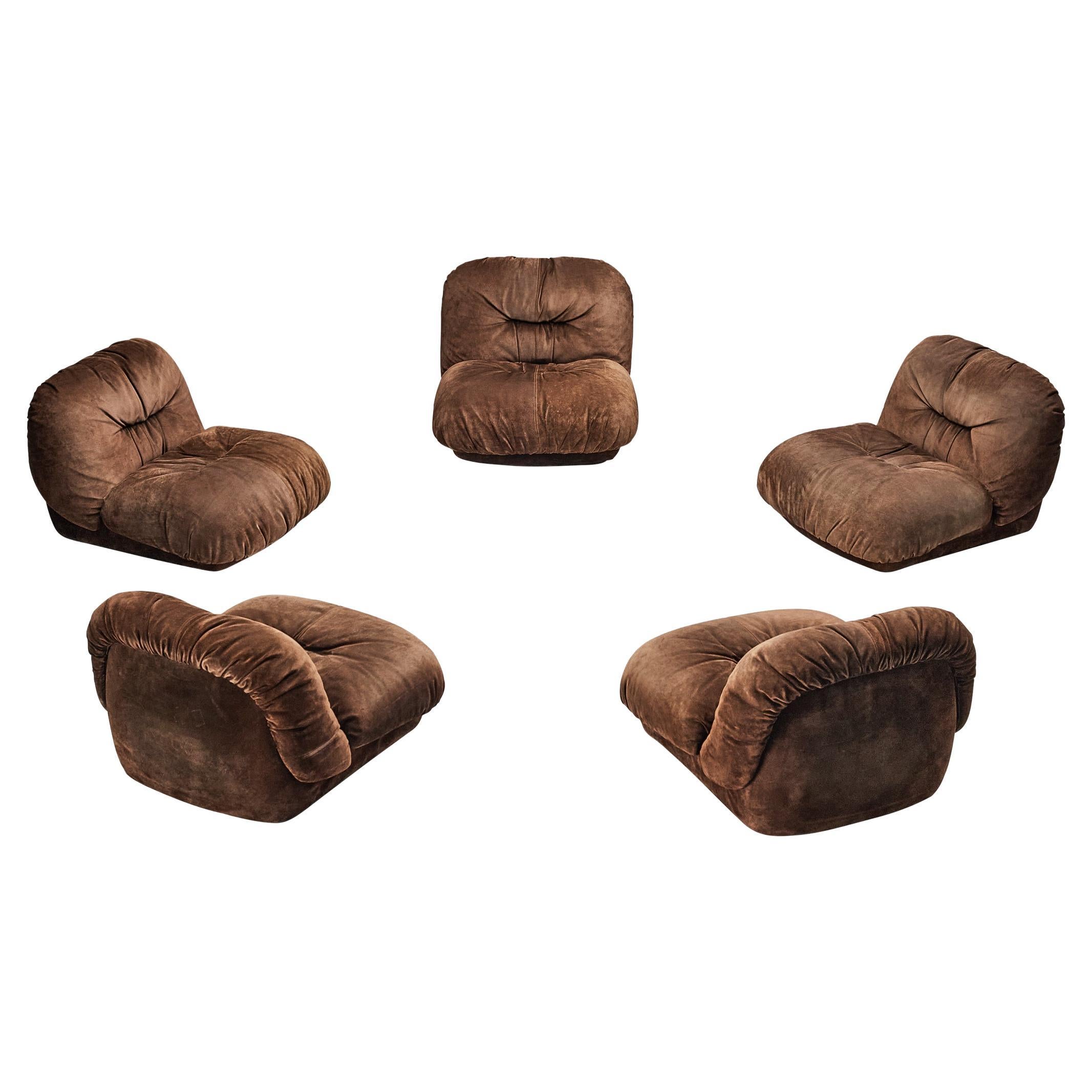 Alberto Rosselli pour Saporiti Chaises longues 'Maxijumbo' en daim Brown en vente