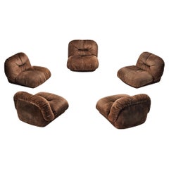 Alberto Rosselli for Saporiti 'Maxijumbo' Lounge Chairs in Brown Suede