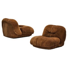 Alberto Rosselli for Saporiti 'Maxijumbo' Pair of Lounge Chairs in Suede
