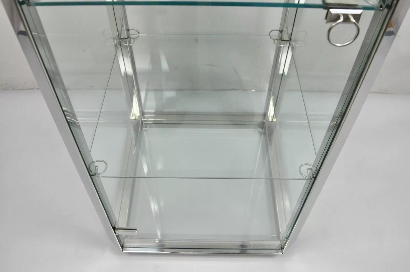 Vitrina moderna italiana de cromo y cristal Alberto Rosselli para Saporiti P800 Vidrio en venta