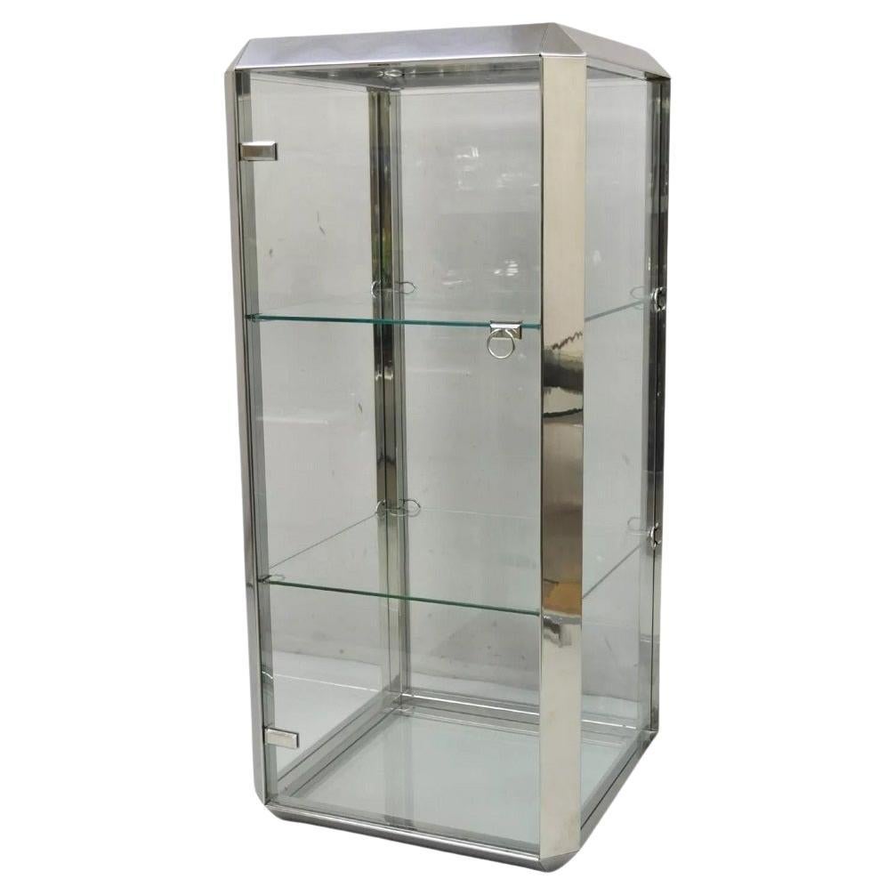 Vitrina moderna italiana de cromo y cristal Alberto Rosselli para Saporiti P800 en venta