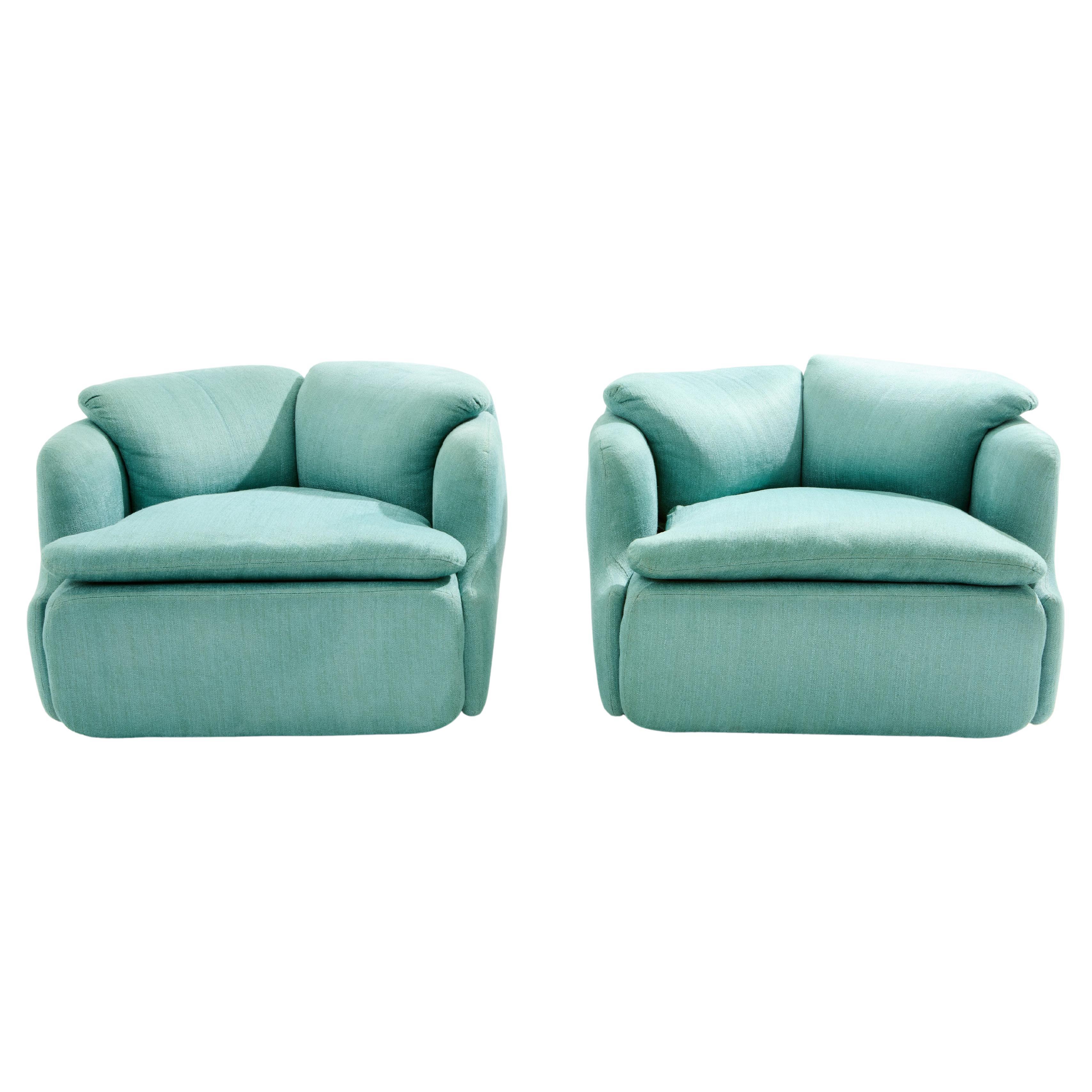 Alberto Rosselli for Saporiti pair of Confidential armchairs 1970