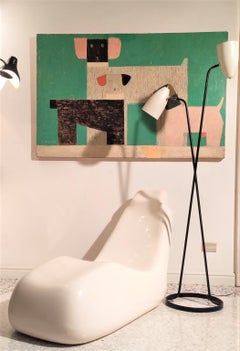 Midcentury White Lounge Chair "Moby Dick" by Alberto Rosselli for Saporiti, 1969
