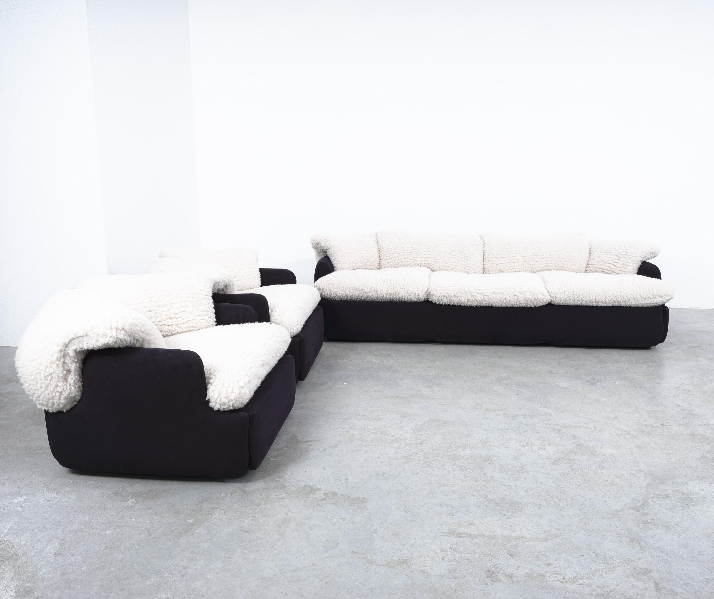 Alberto Rosselli Sofa für Saporiti „Confidential“ aus weißer und schwarzer Wolle, Italien 1970 im Angebot 2