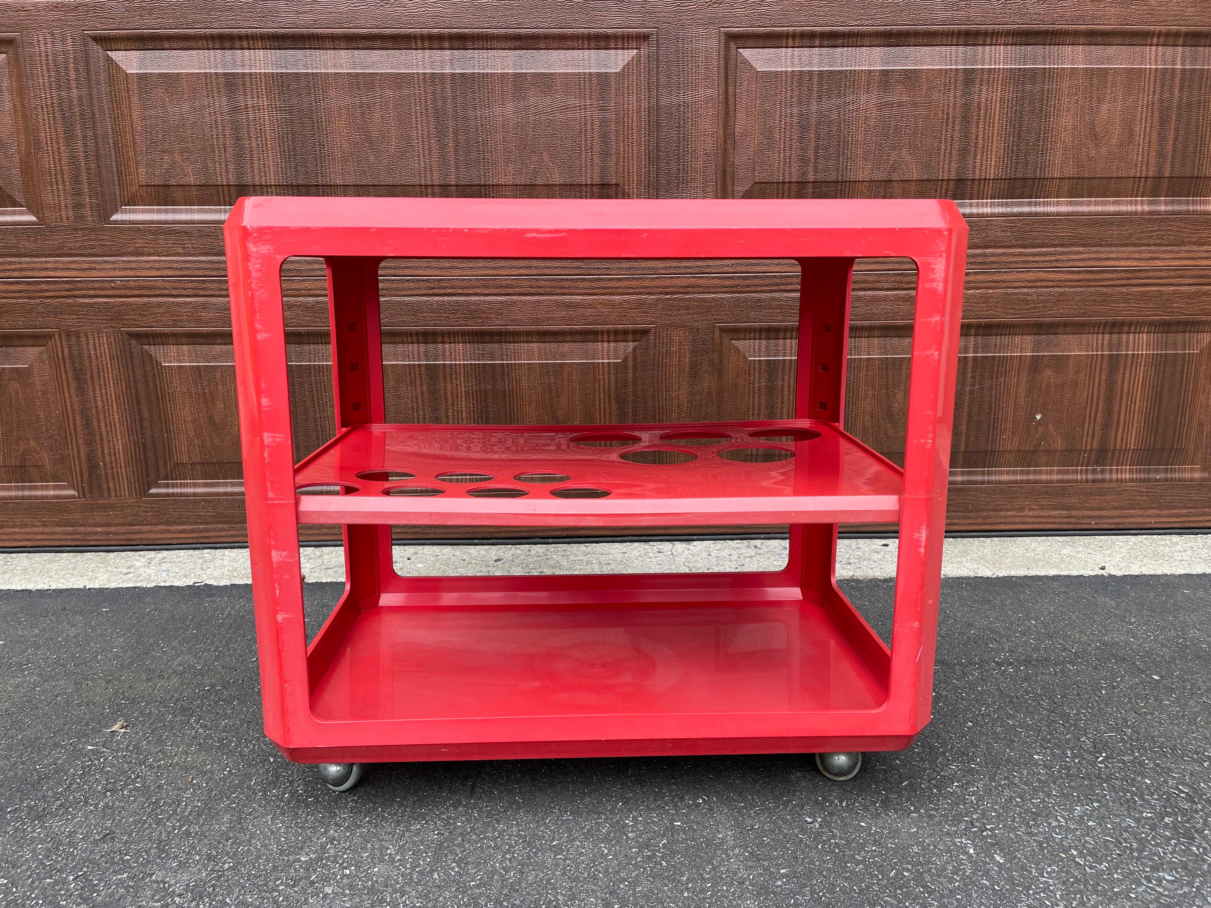 Italian Alberto Roselli for Kartell Red Bar Cart / Drink Trolley For Sale