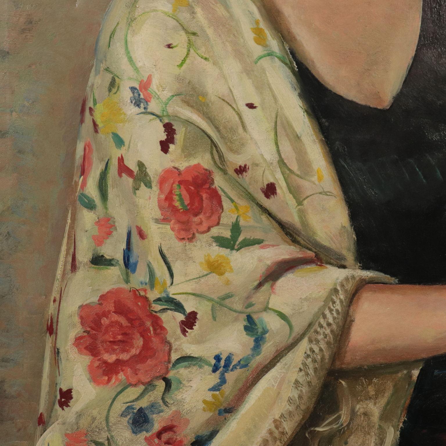 Alberto Salietti Oil On Canvas 1940s 1950s, Female Portrait 4