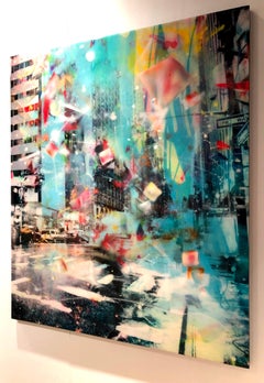 Double Tree - colorful handpainted photography, New York scene, contemporary