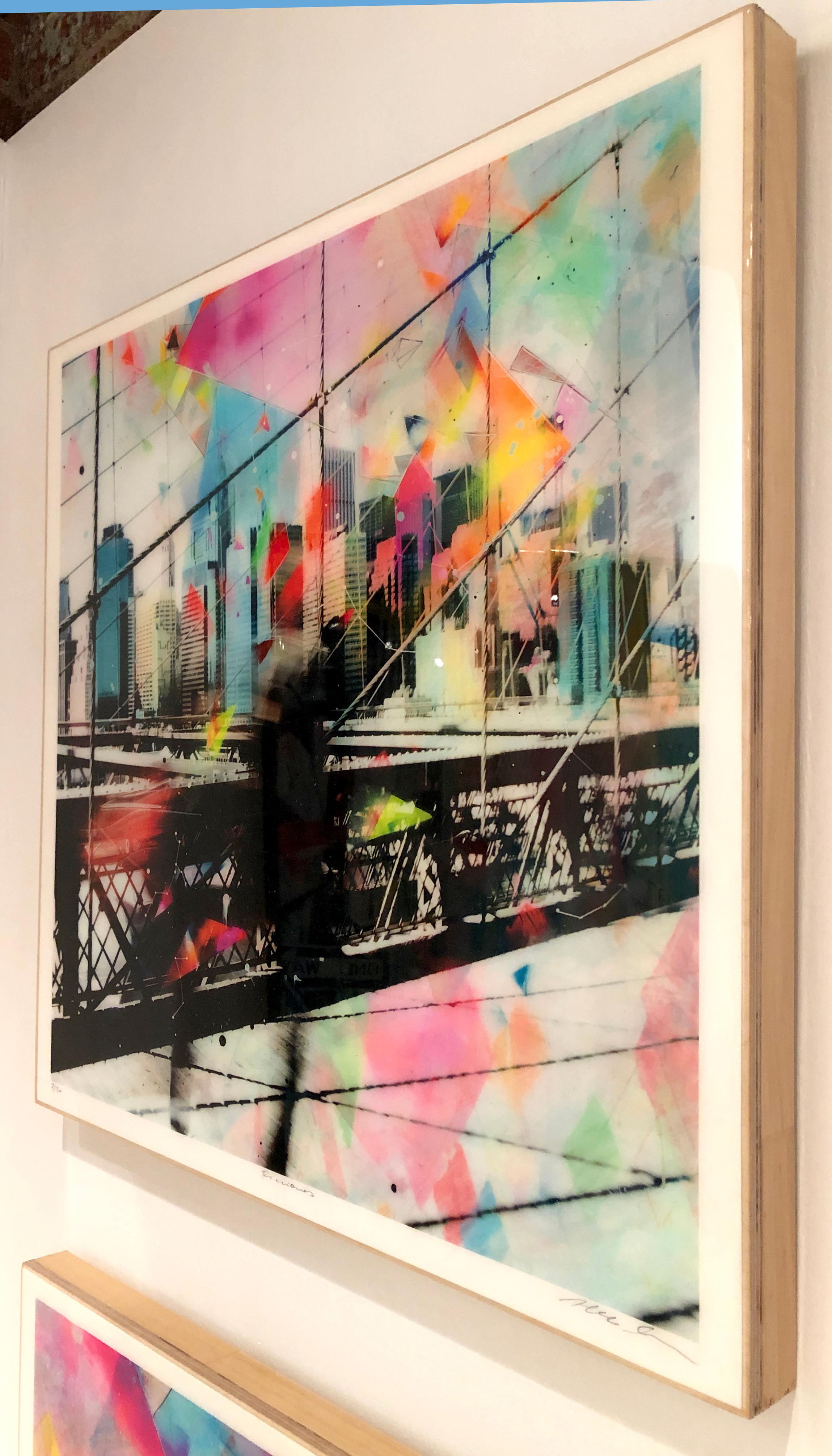 Ficciones - colorful handpainted photography, New York scene, contemporary - Contemporary Print by Alberto Sanchez