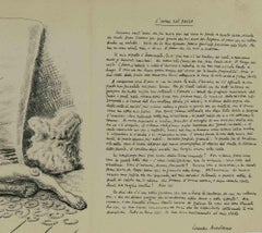 The Man in the Well - Original Lithograph By A. Savinio - 1945