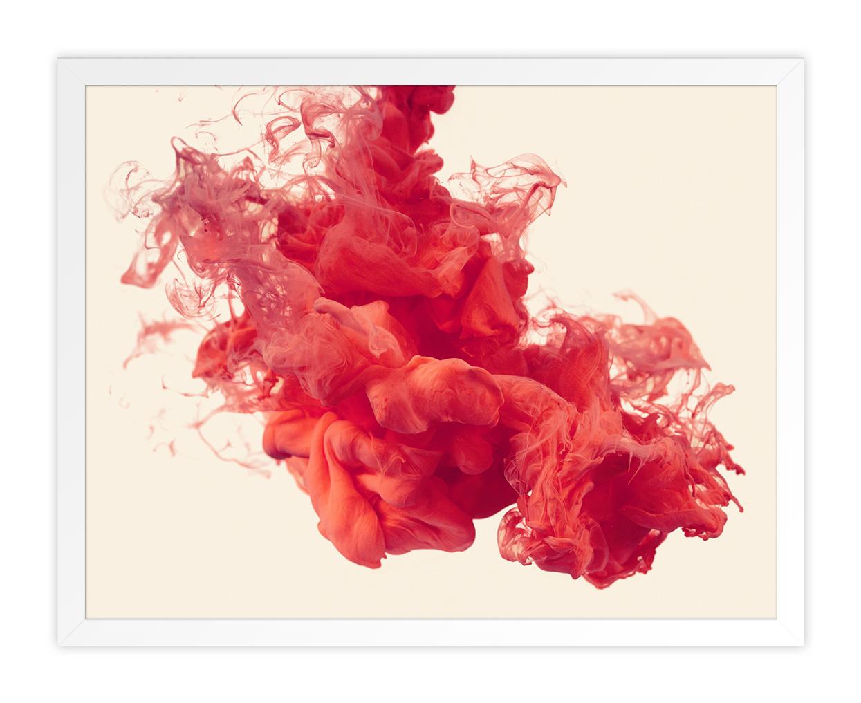 Splash Red Orange - White Abstract Print by Alberto Seveso