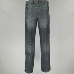 ALBERTO Size 35 Black Grey Corduroy Polyester Cotton 5 Pocket Casual Pants