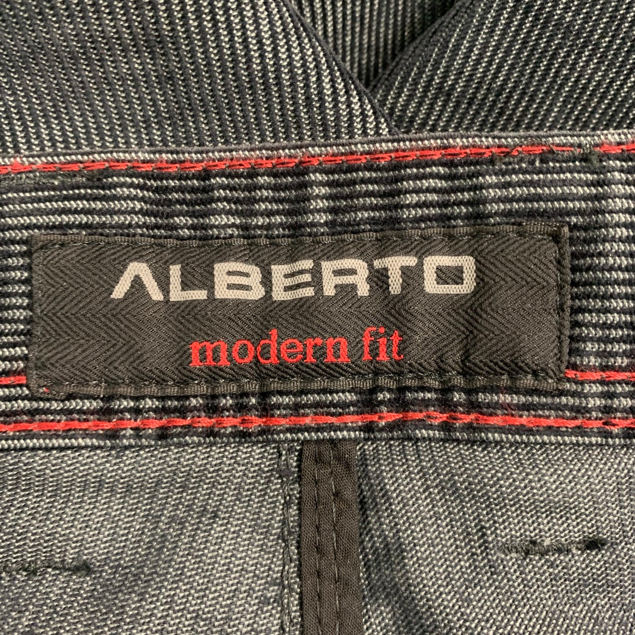 Men's ALBERTO Size 35 Black Grey Corduroy Polyester Cotton 5 Pocket Casual Pants For Sale