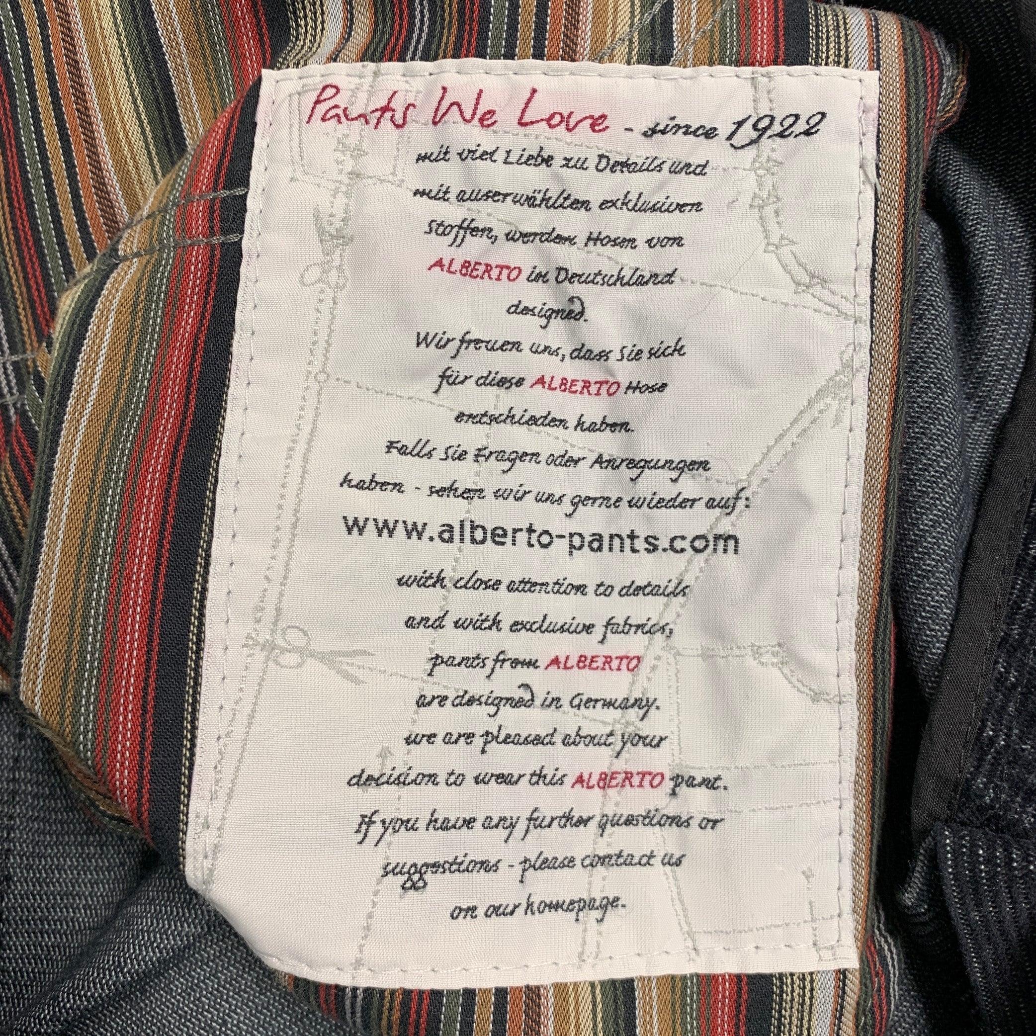 ALBERTO Size 35 Black Grey Corduroy Polyester Cotton 5 Pocket Casual Pants For Sale 1
