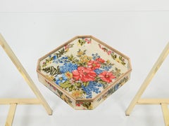 Alberto Sordi Octagonal Floral Lucite and Brass Serving Tray, Italy, 1970s