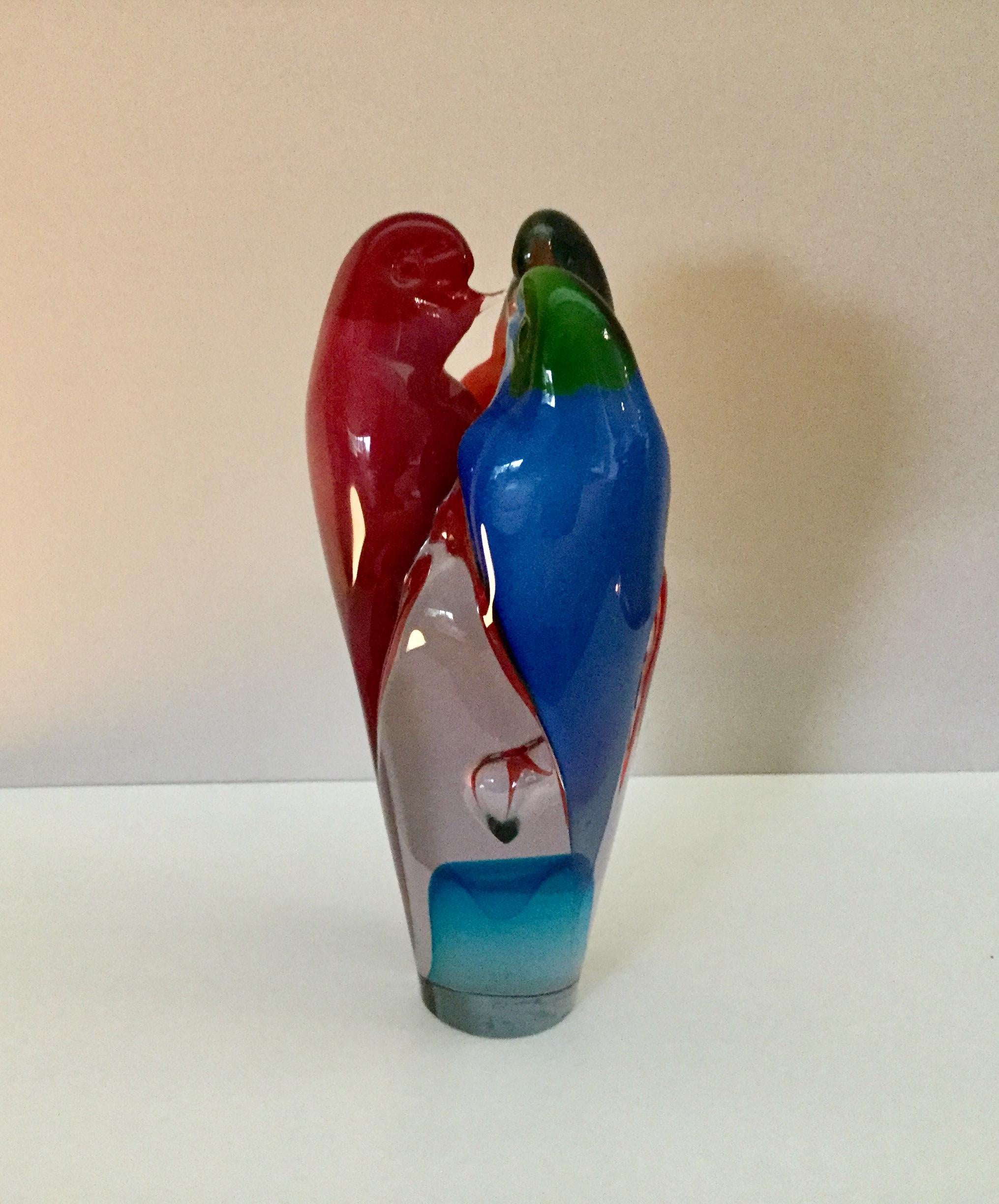 Mid-Century Modern Alberto Toso for Cenedese Three Bird Murano Sculpture For Sale