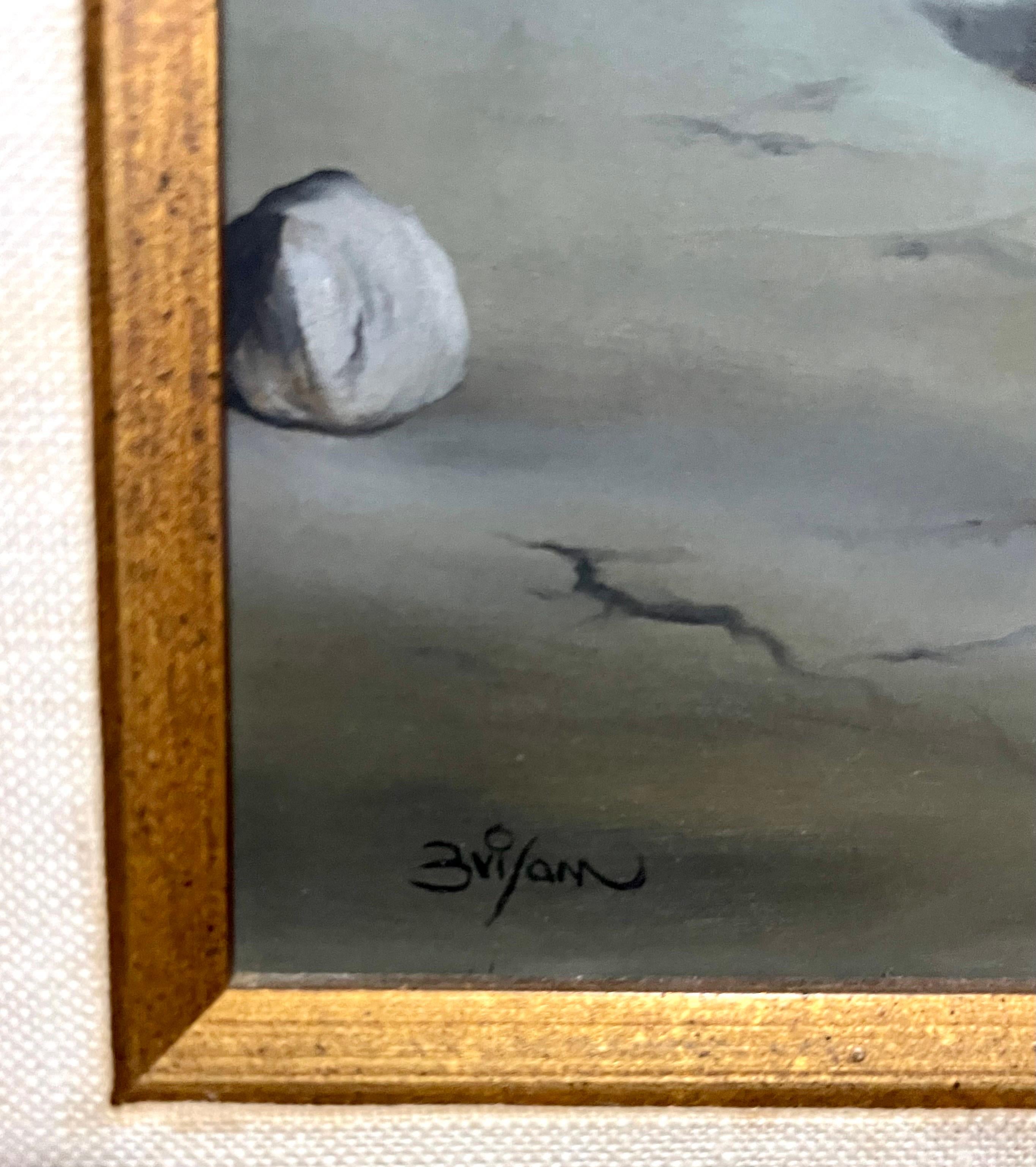 Große italienische Surrealismus Gemälde bunte Vogelscheuche Clown, Surrealist Landschaft im Angebot 3