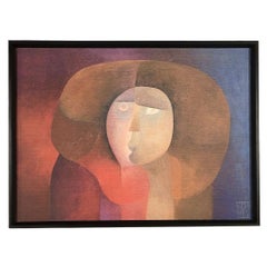 Alberto Valdés Abstraktes figuratives Portrait Leinwanddruck, gerahmt