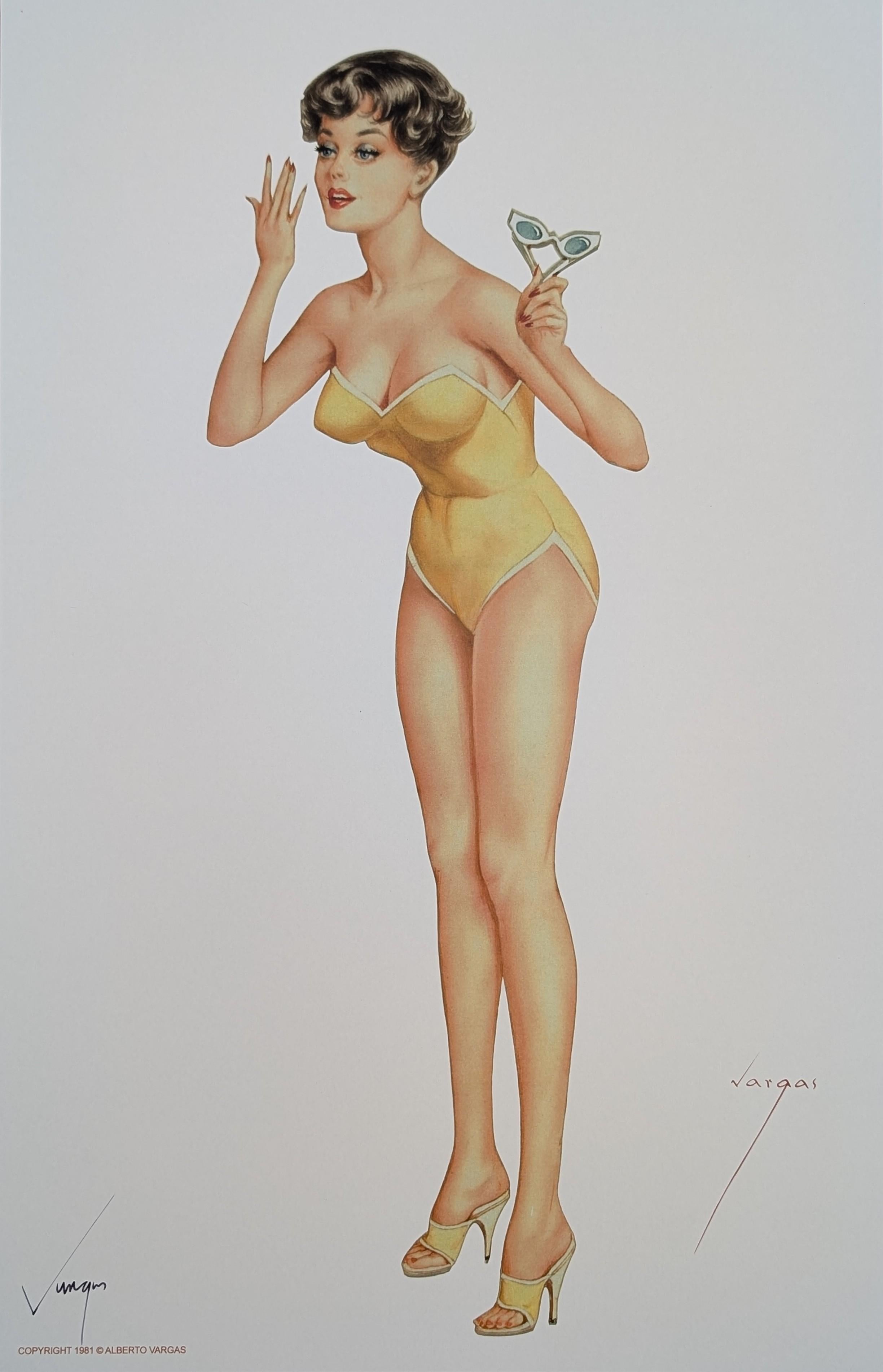 Alberto Vargas Handsignierter Pin-Up Mädchendruck, Pinup, Pin Up, 17x11 im Zustand „Gut“ im Angebot in Oakwood, GA