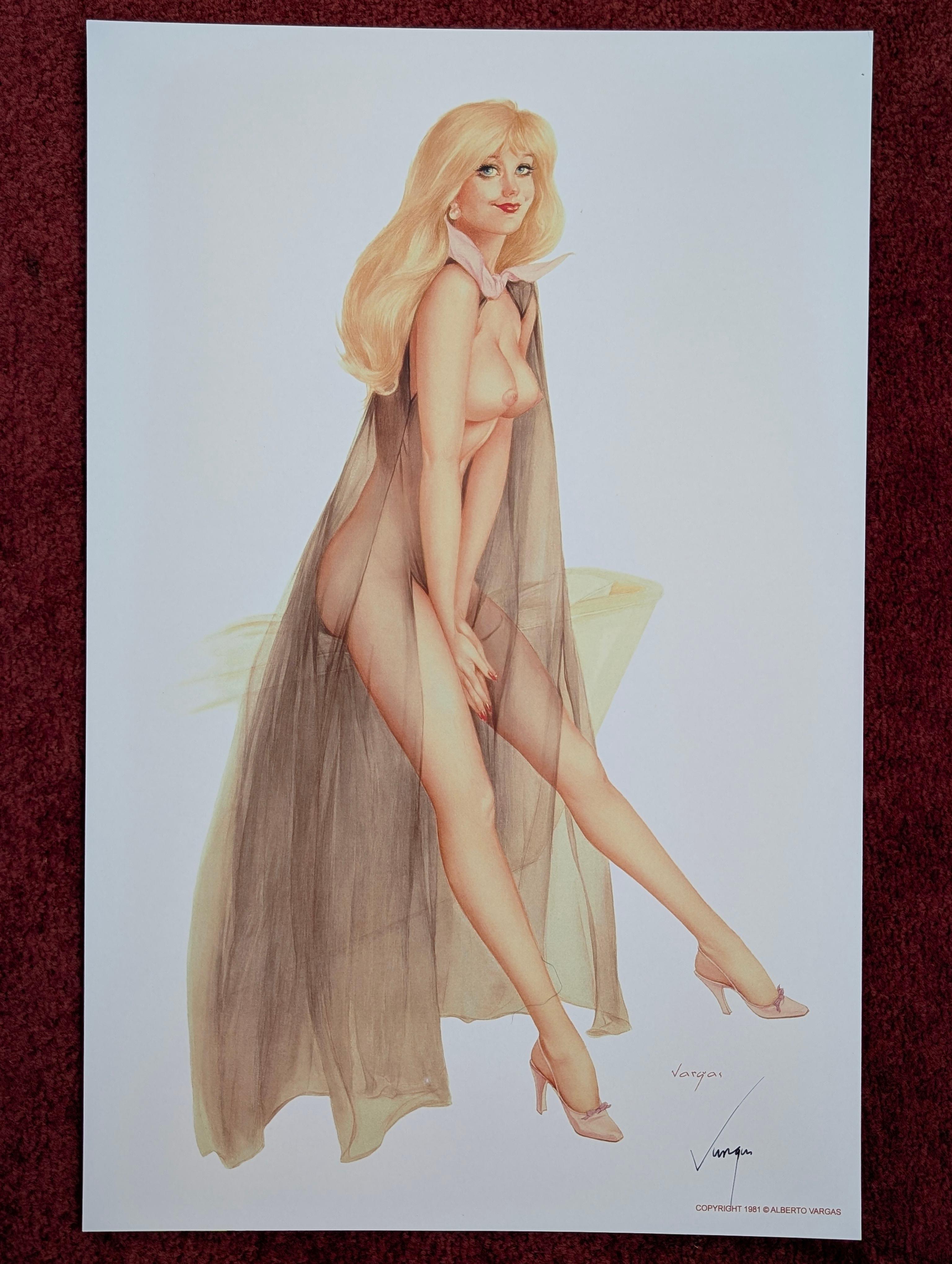 Alberto Vargas Handsignierter Pin-Up Mädchendruck, Pinup, Pin Up, 17x11 im Zustand „Gut“ im Angebot in Oakwood, GA