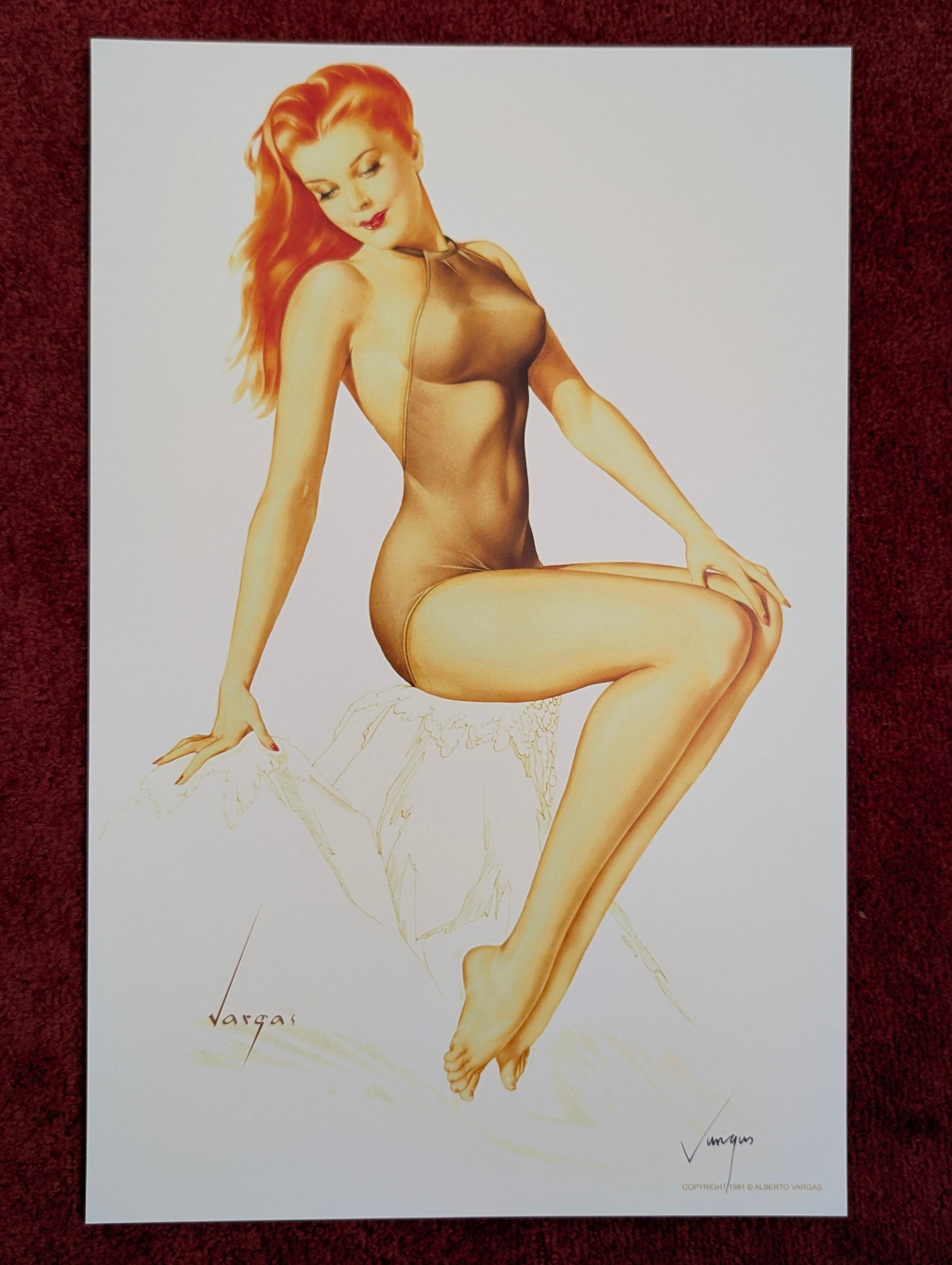 Alberto Vargas Handsignierter Pin-Up Mädchendruck, Pinup, Pin Up, 17x11 im Zustand „Gut“ im Angebot in Oakwood, GA