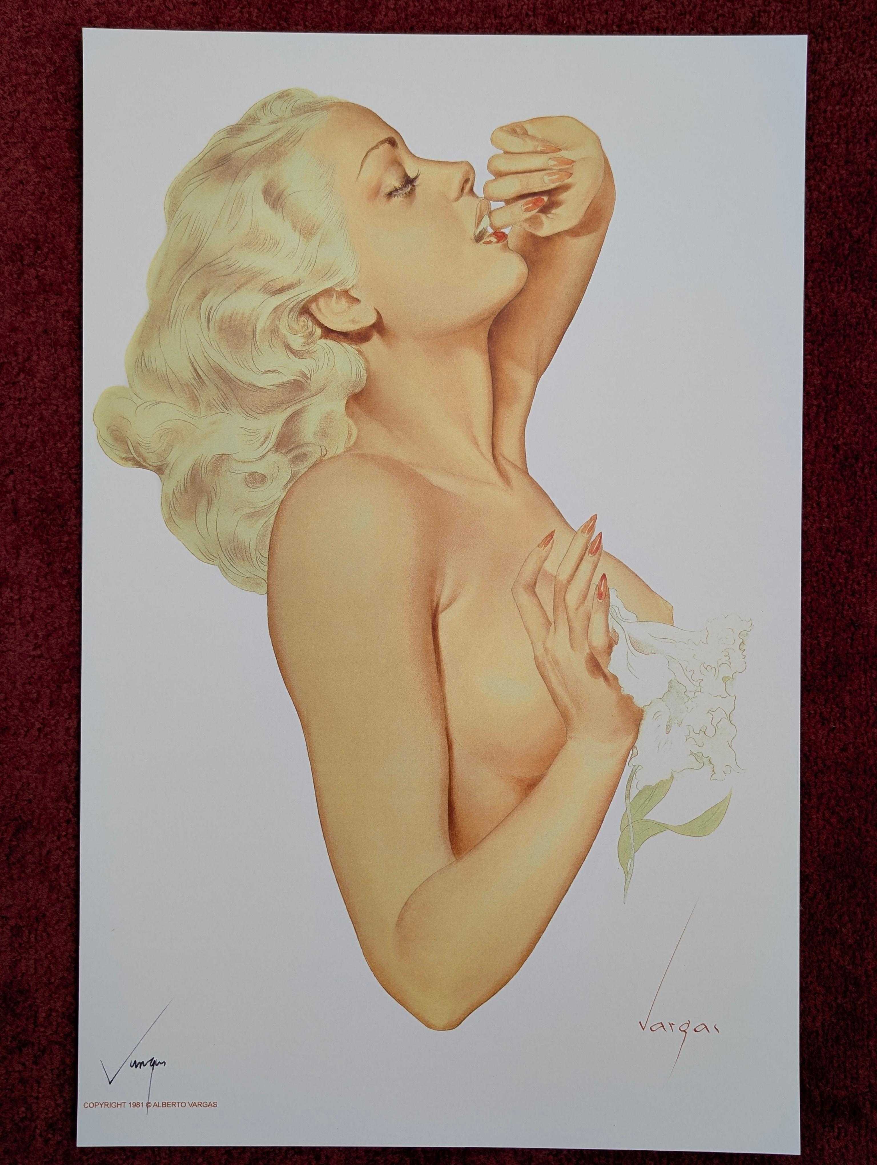 Alberto Vargas Handsignierter Pin-Up Mädchendruck, Pinup, Pin Up, 17x11 im Zustand „Gut“ im Angebot in Oakwood, GA