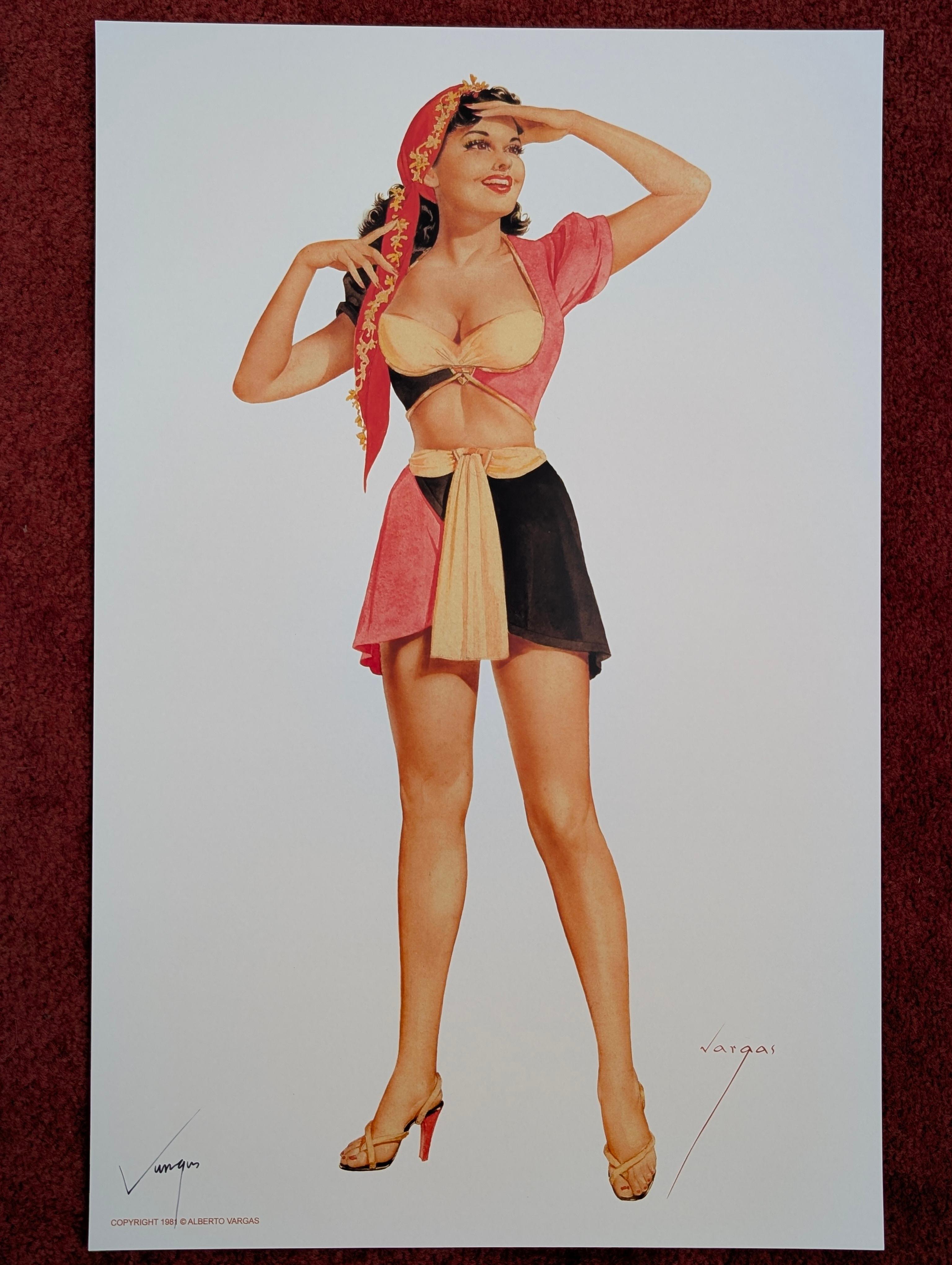 Alberto Vargas Stampa Pin-Up Girl firmata a mano, Pinup, Pin Up, 17x11 In condizioni buone in vendita a Oakwood, GA