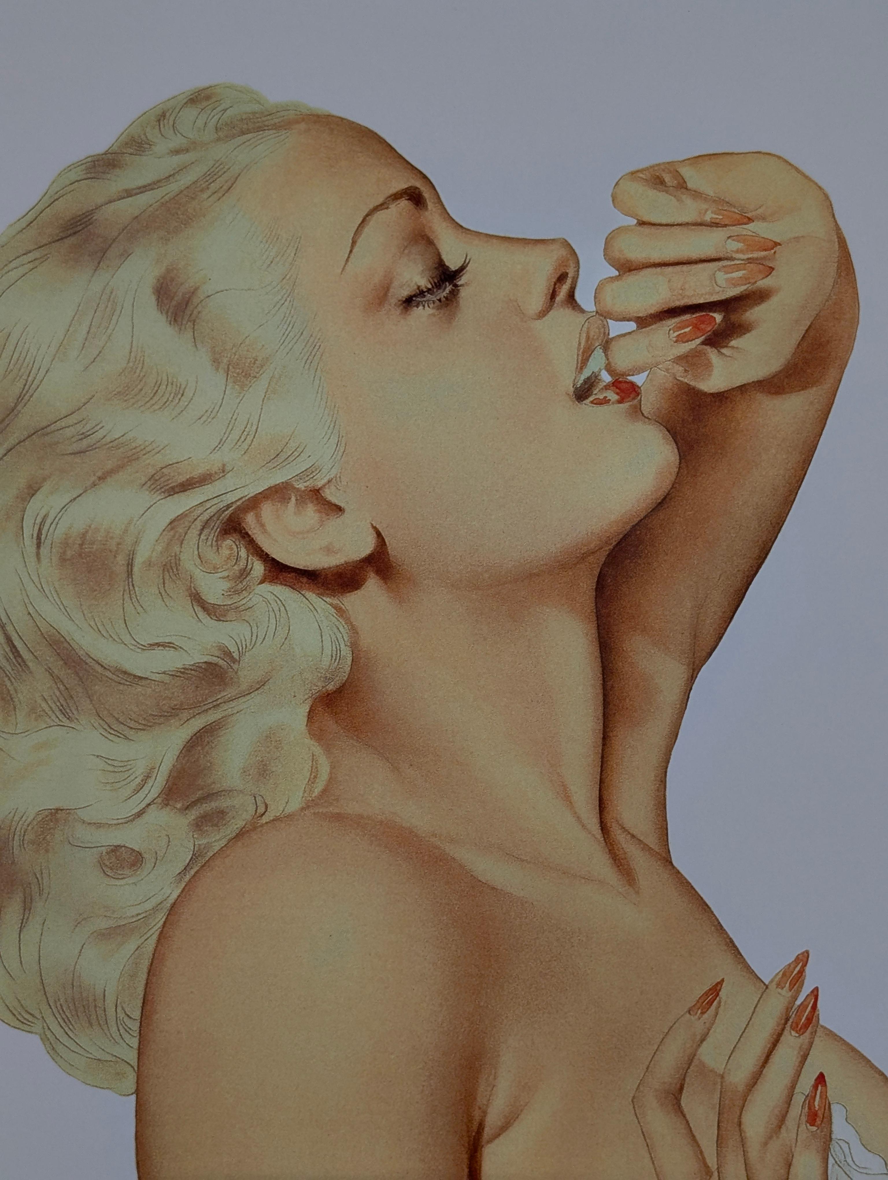 Alberto Vargas Handsignierter Pin-Up Mädchendruck, Pinup, Pin Up, 17x11 (20. Jahrhundert) im Angebot