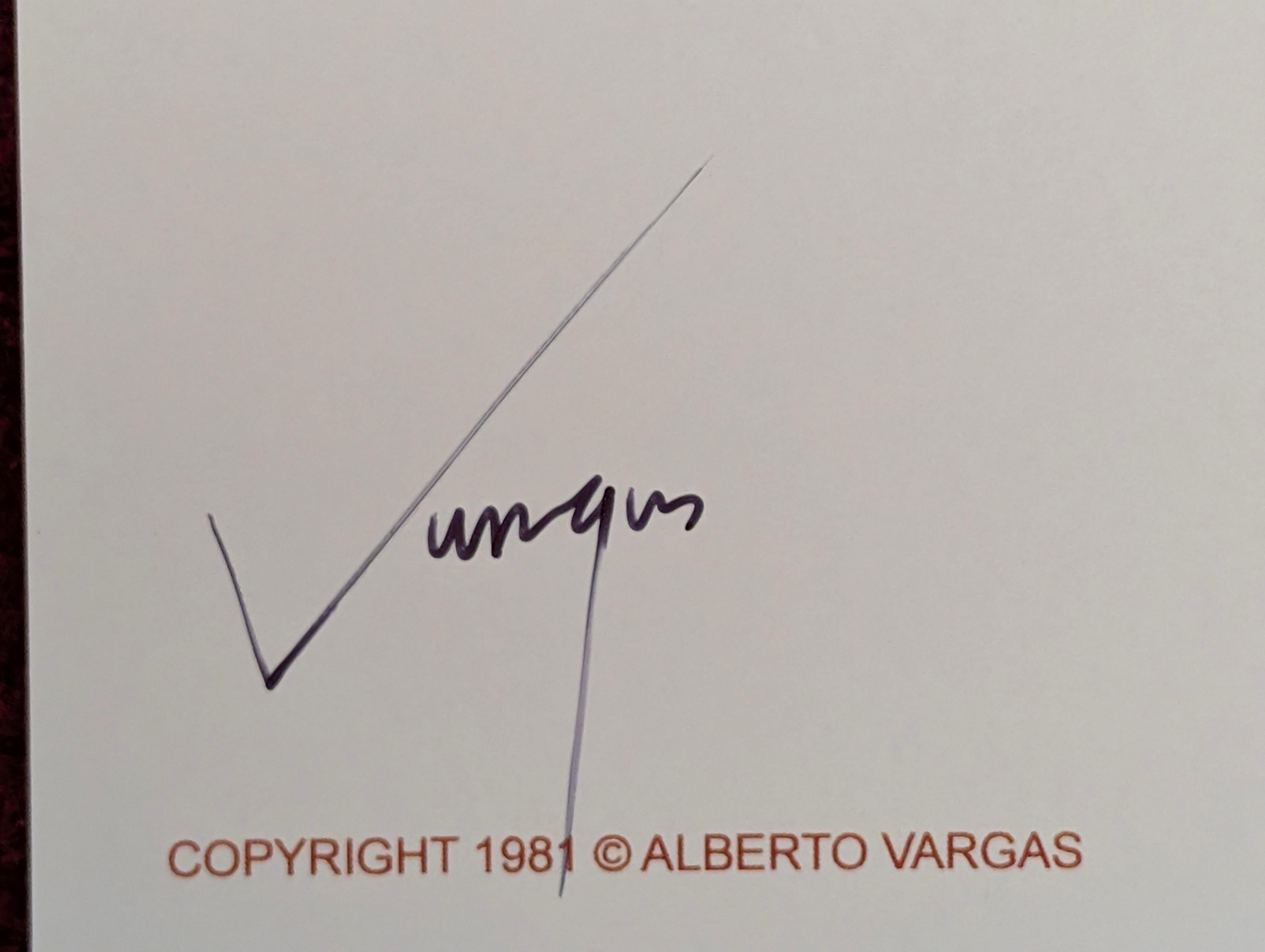 Carta Alberto Vargas Stampa Pin-Up Girl firmata a mano, Pinup, Pin Up, 17x11 in vendita