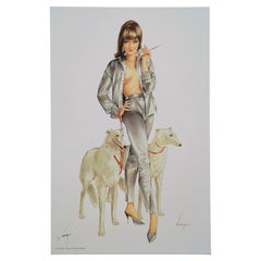 Vintage Alberto Vargas Hand Signed Pin-Up Girl Print, Pinup, Pin Up, 17x11