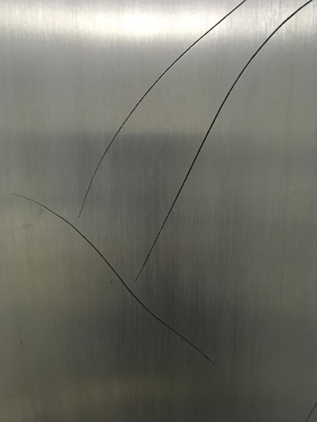 1971 Aluminium Engraved  Painting Abstract Figure  by Alberto Viani  For Sale 5